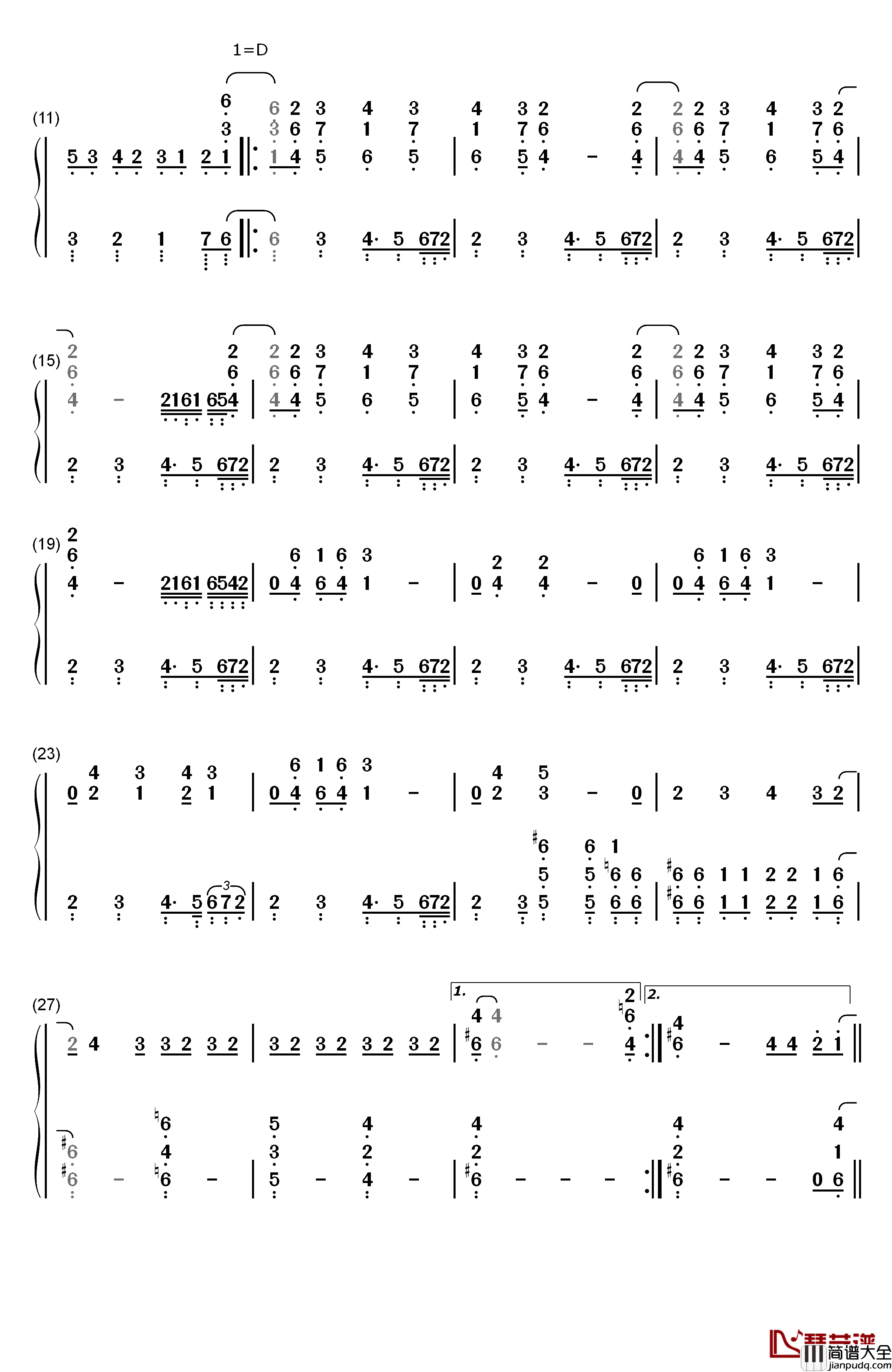 Roundabout钢琴简谱_数字双手_Yes