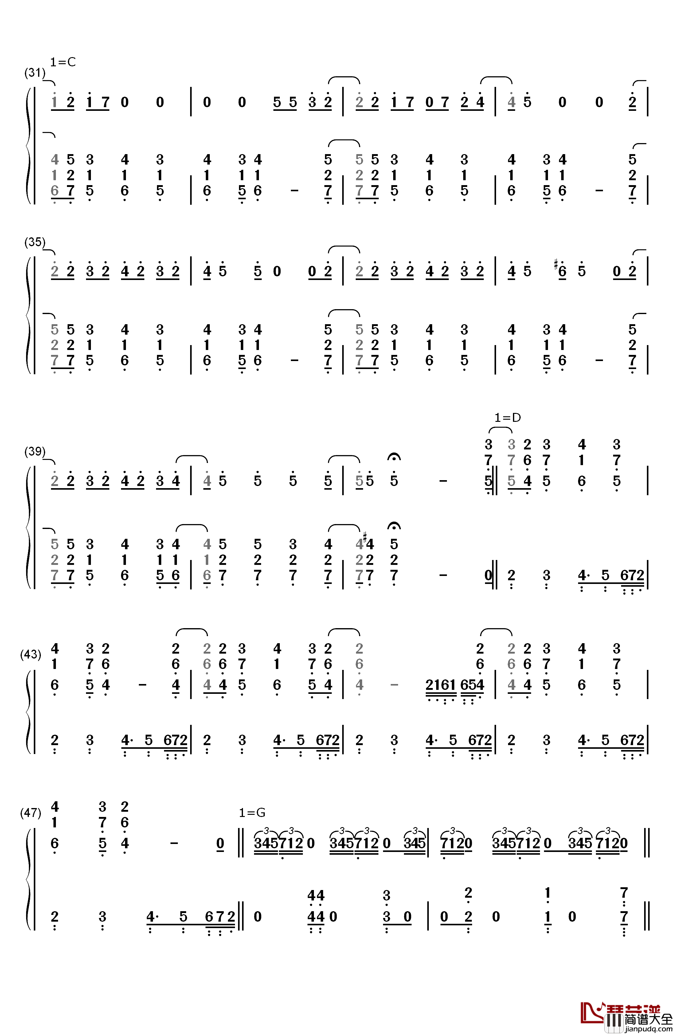 Roundabout钢琴简谱_数字双手_Yes