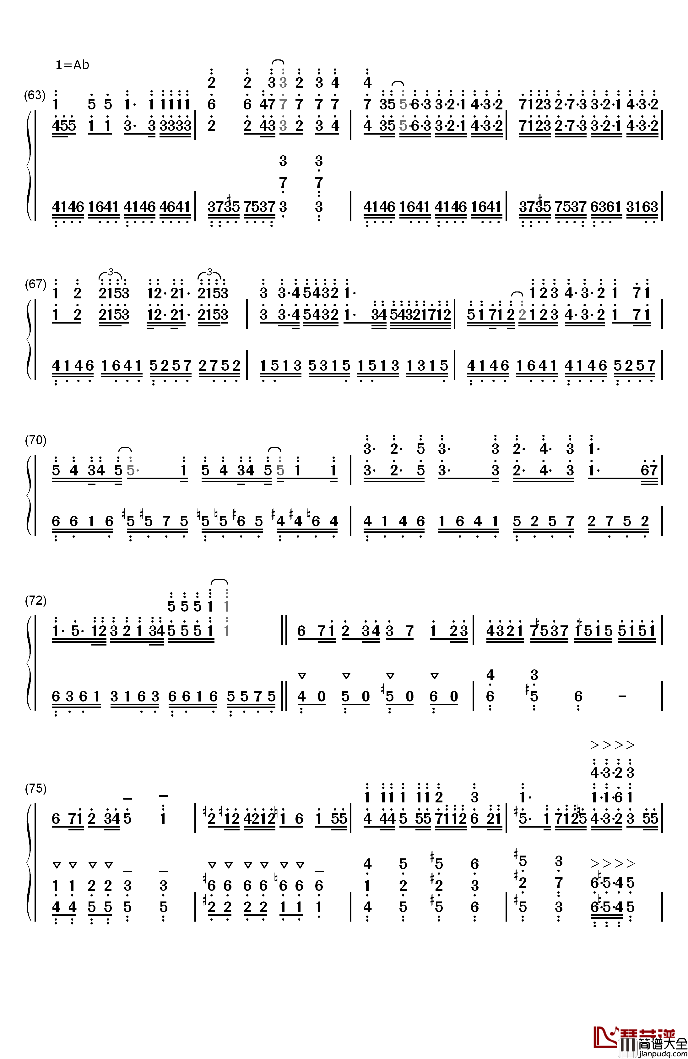 0→∞への跳動钢琴简谱_数字双手_初音未来