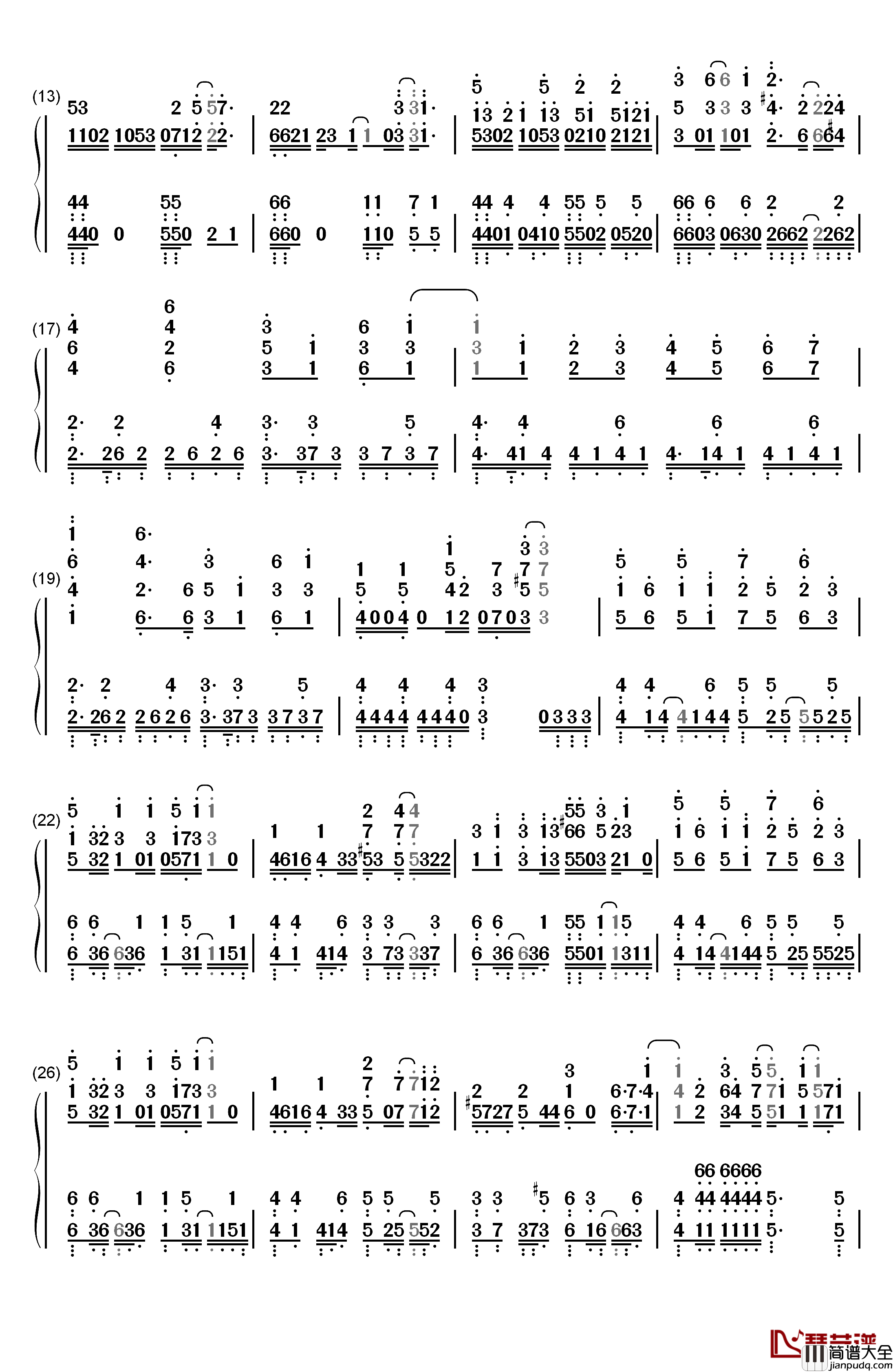 Youthful_Beautiful钢琴简谱_数字双手_内田真礼