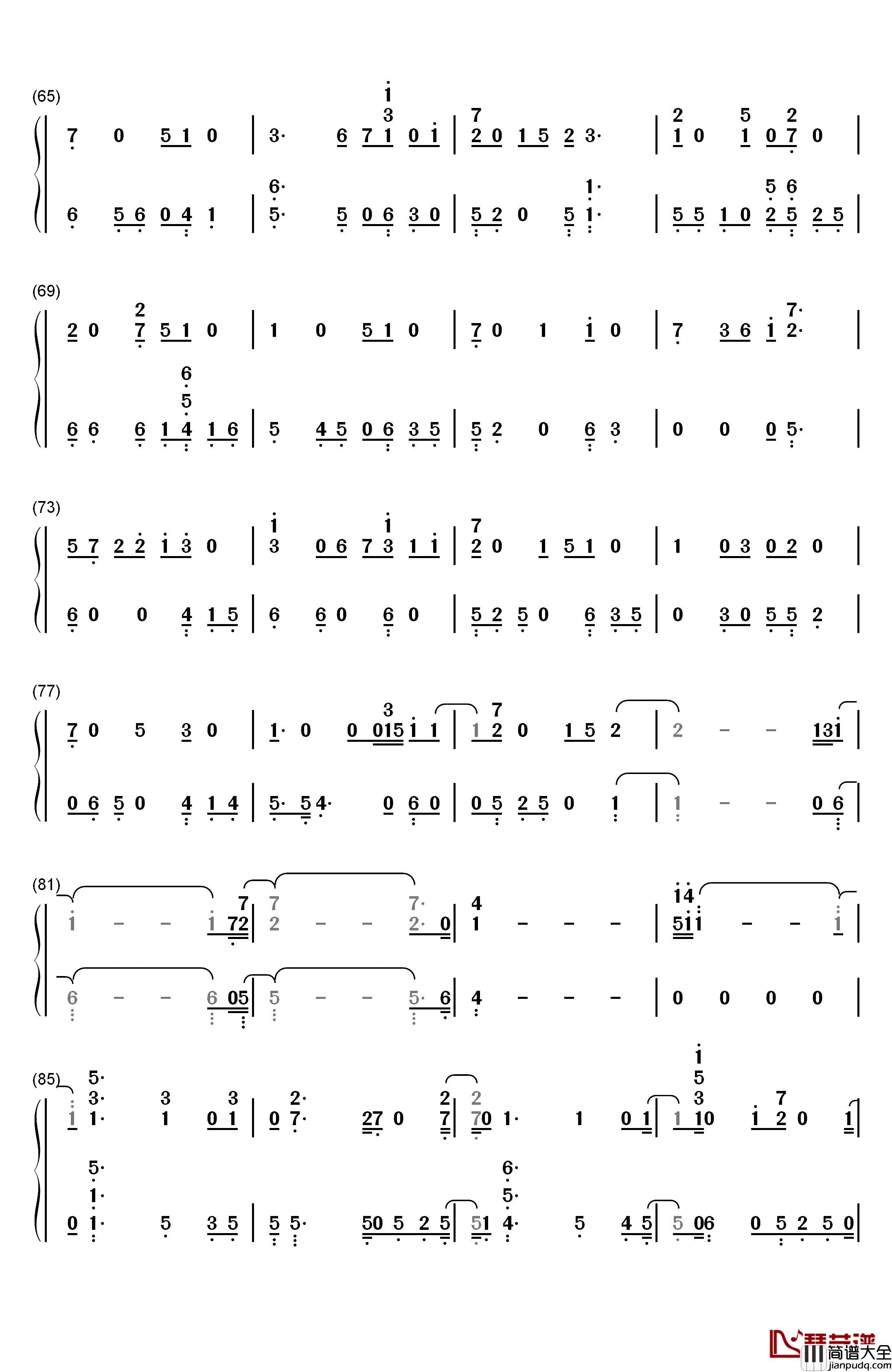 Thursday钢琴简谱_数字双手_Jess_Glynne