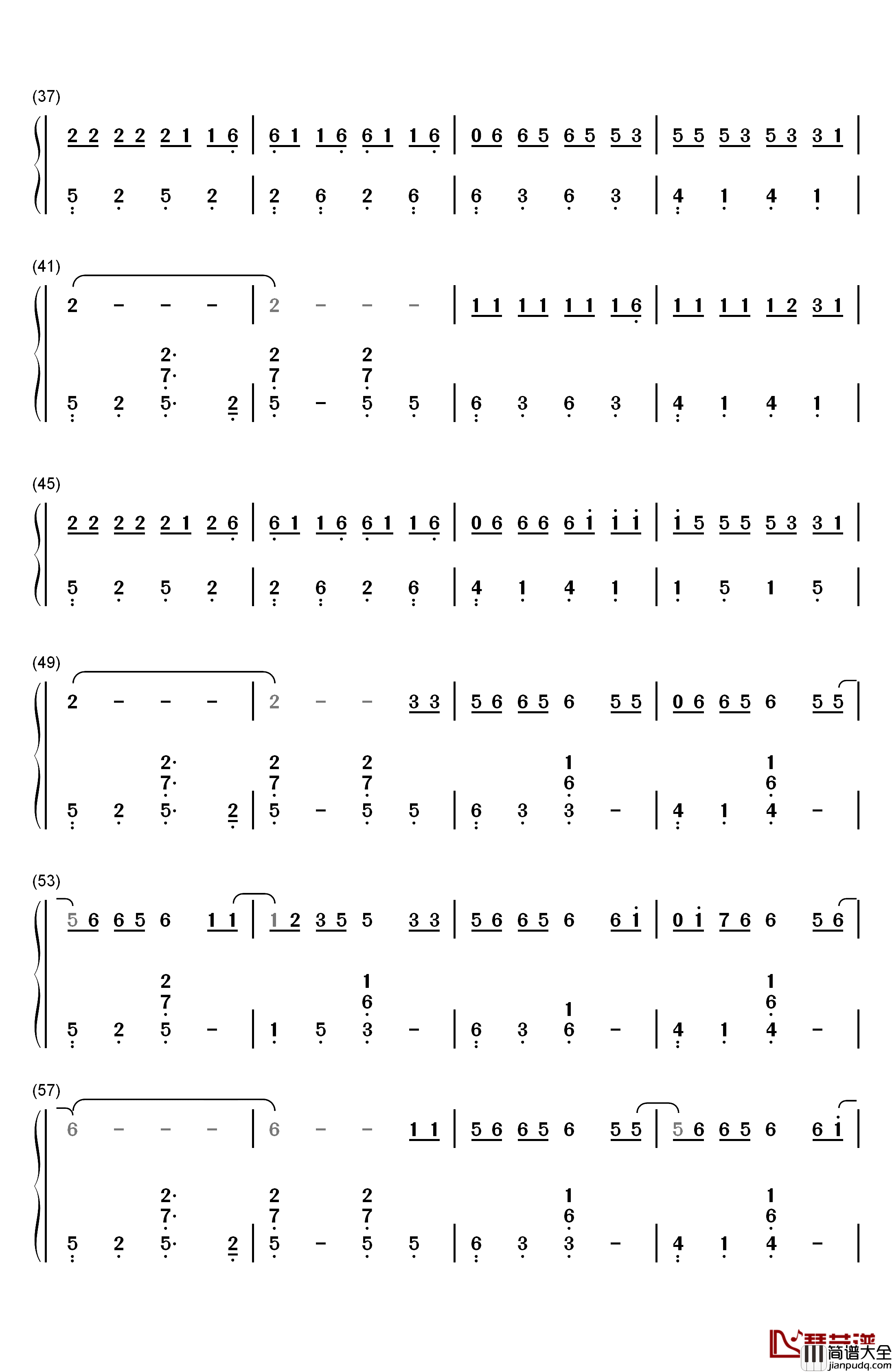 生僻字钢琴简谱_数字双手_陈柯宇