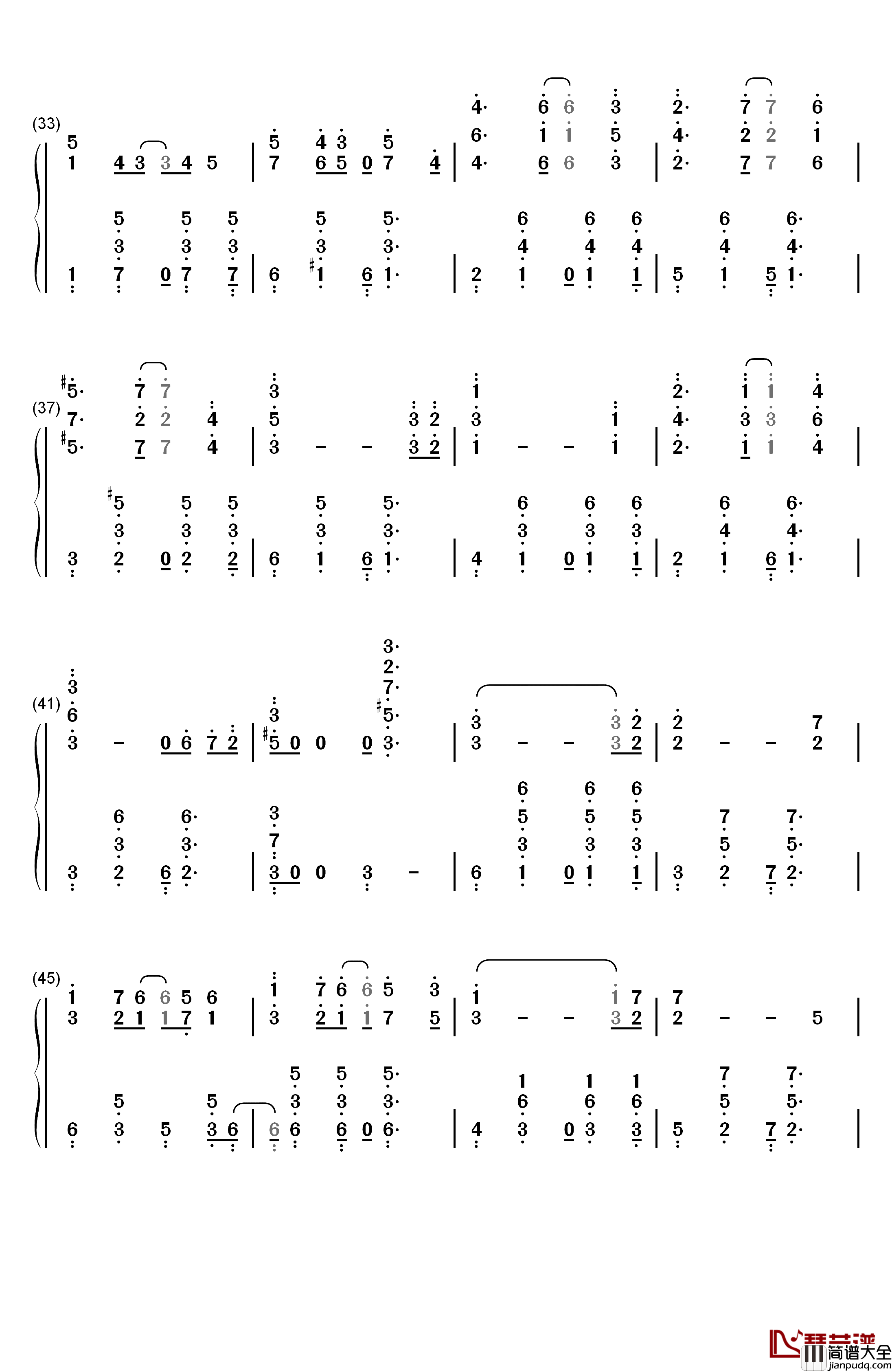 疾风钢琴简谱_数字双手_疾风少女