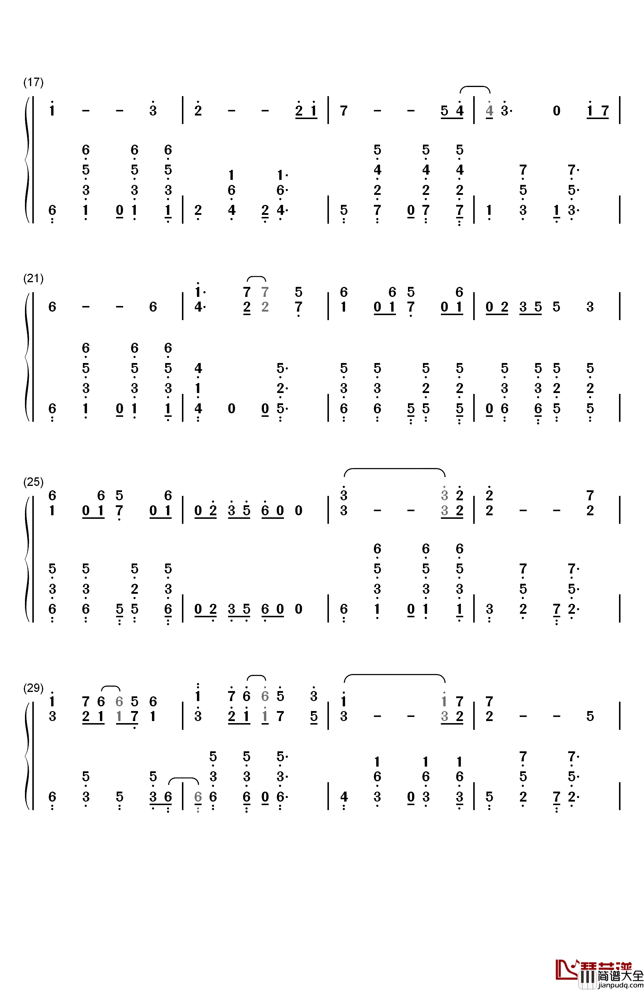 疾风钢琴简谱_数字双手_疾风少女