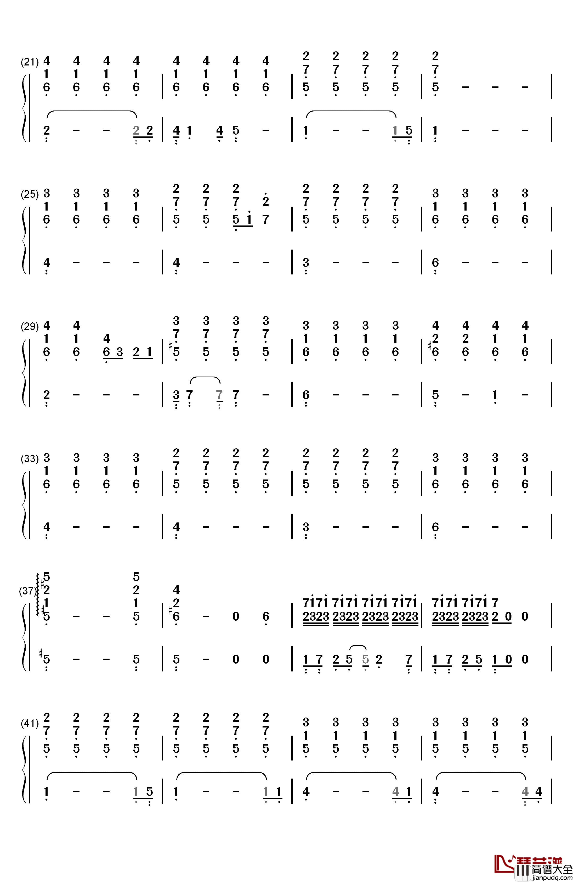 拿走了什么钢琴简谱_数字双手_A_Lin