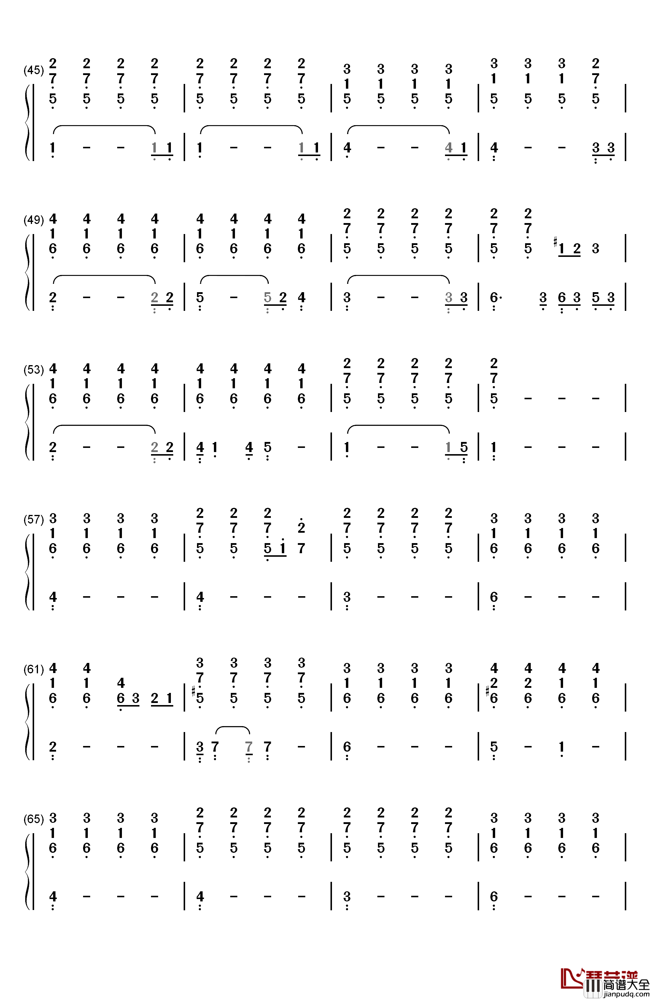 拿走了什么钢琴简谱_数字双手_A_Lin