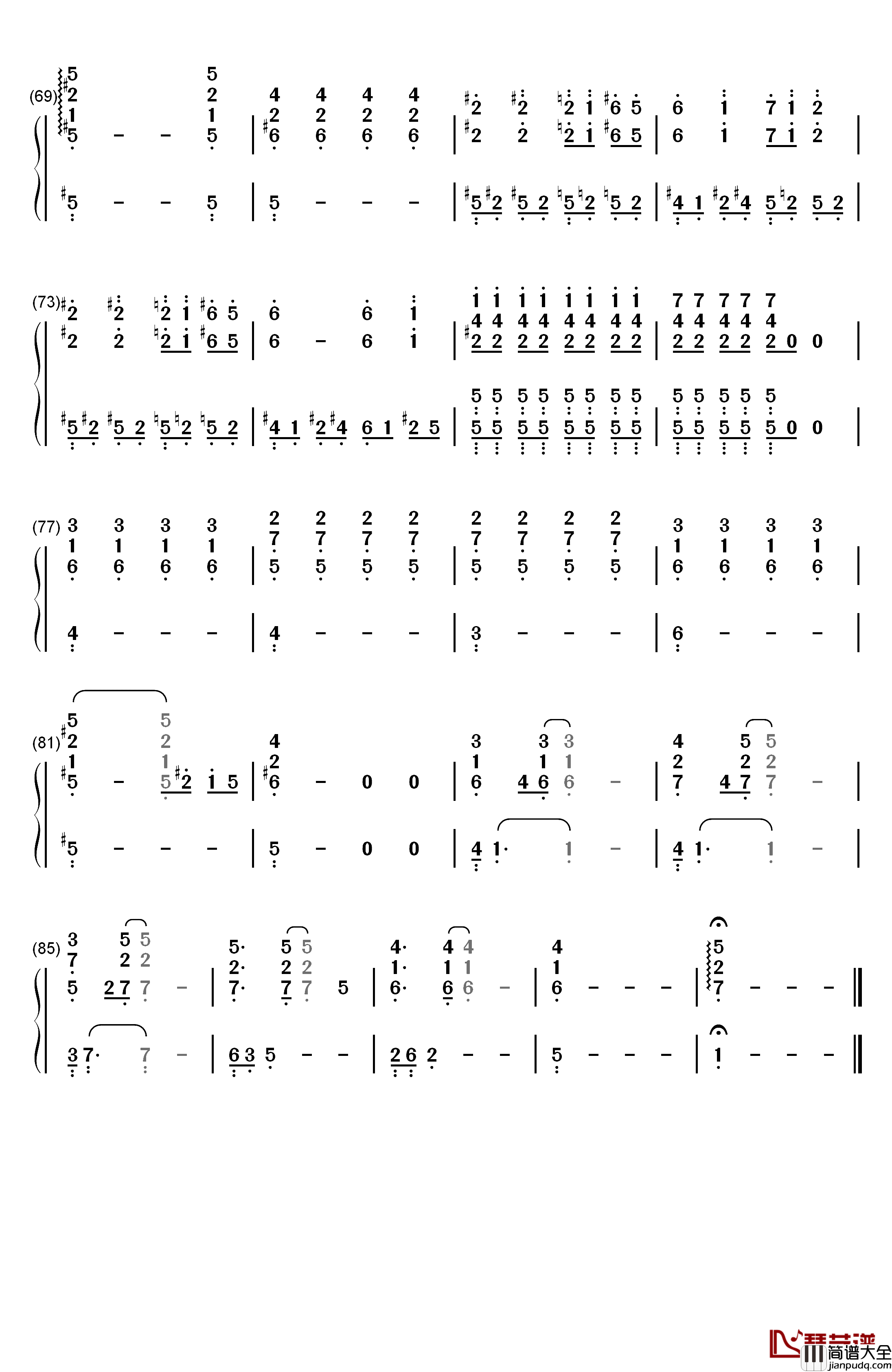 拿走了什么钢琴简谱_数字双手_A_Lin