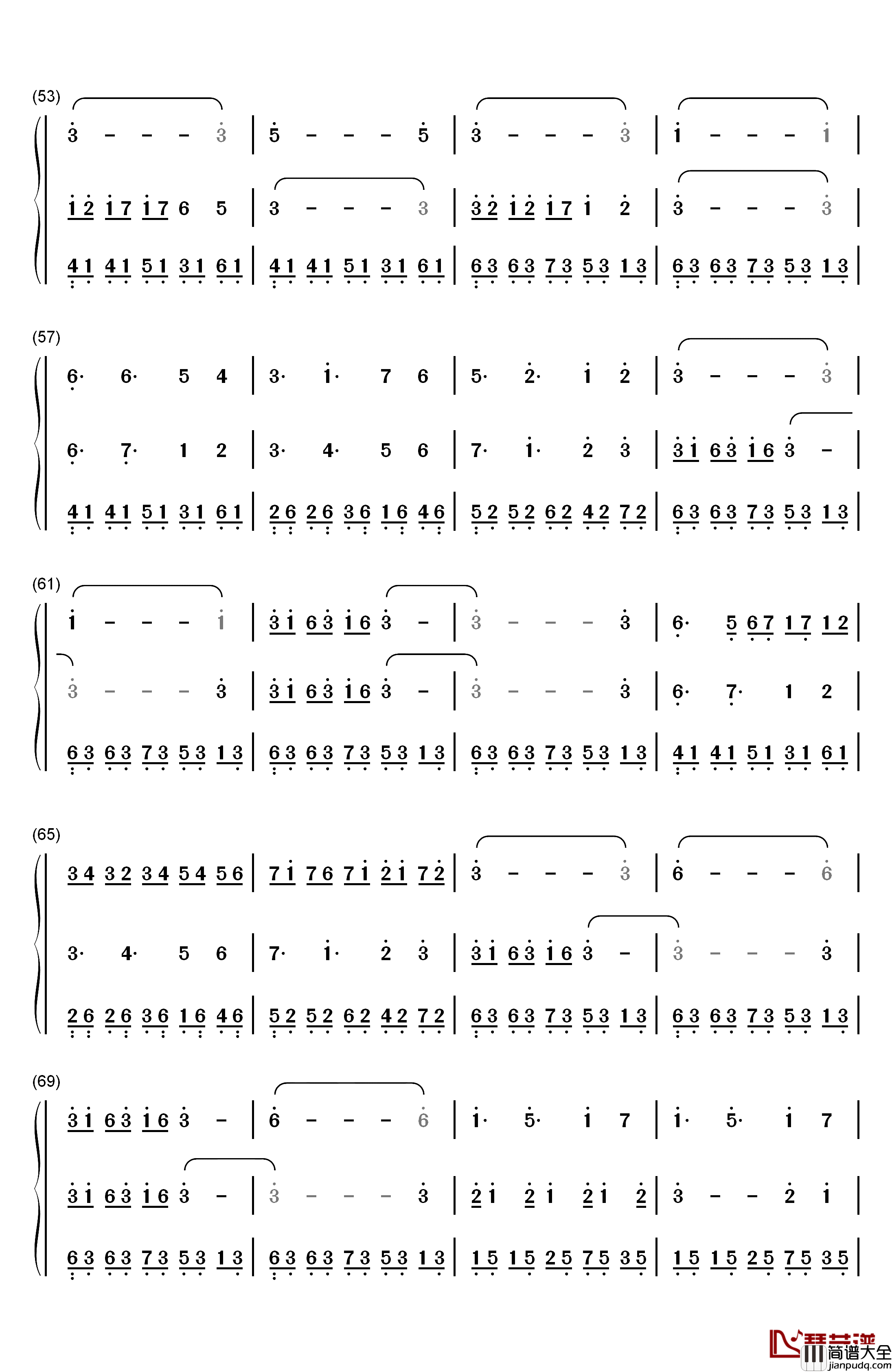 Wind钢琴简谱_数字双手_Brian_Crain