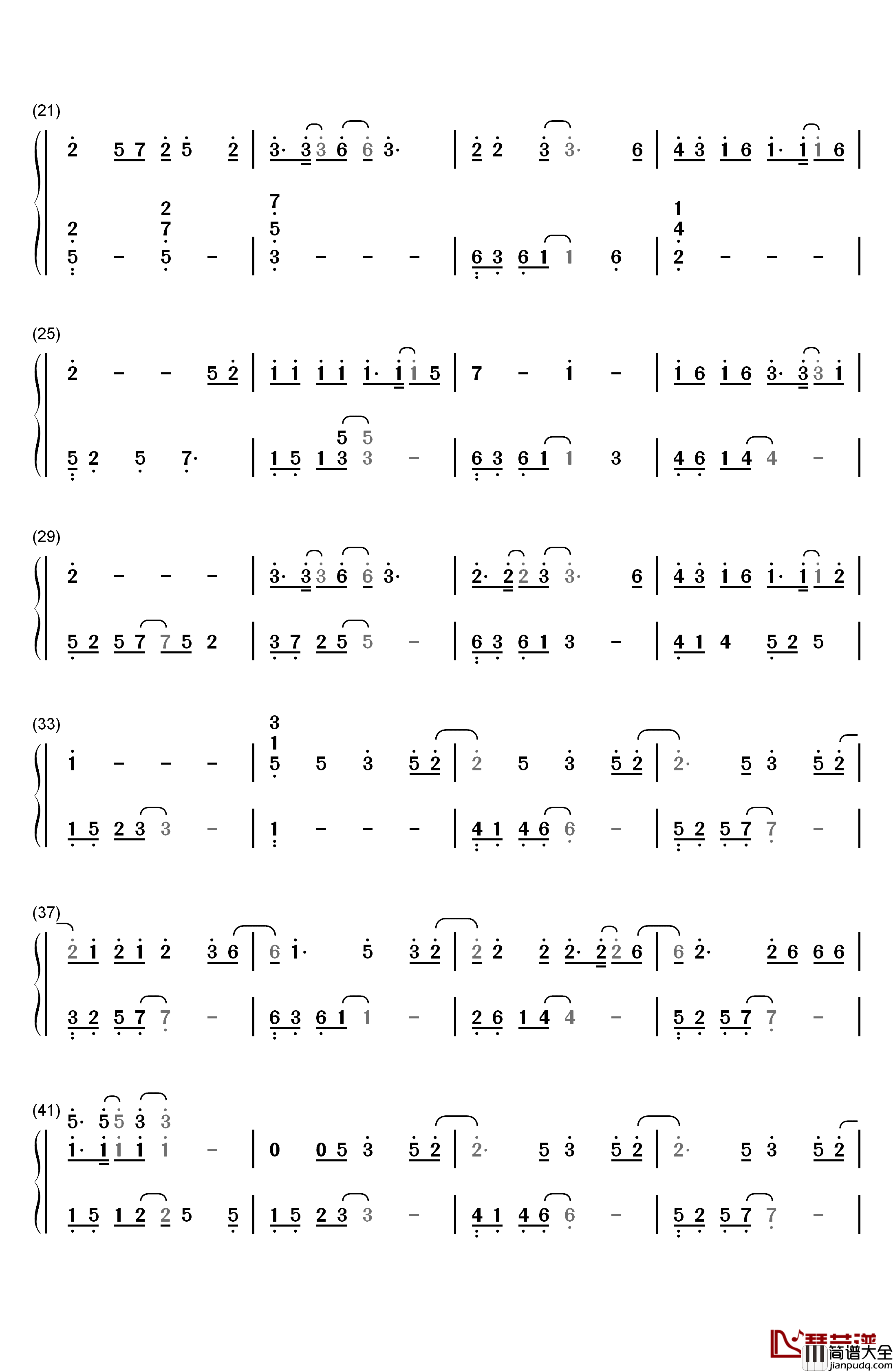 假装钢琴简谱_数字双手_陈雪凝