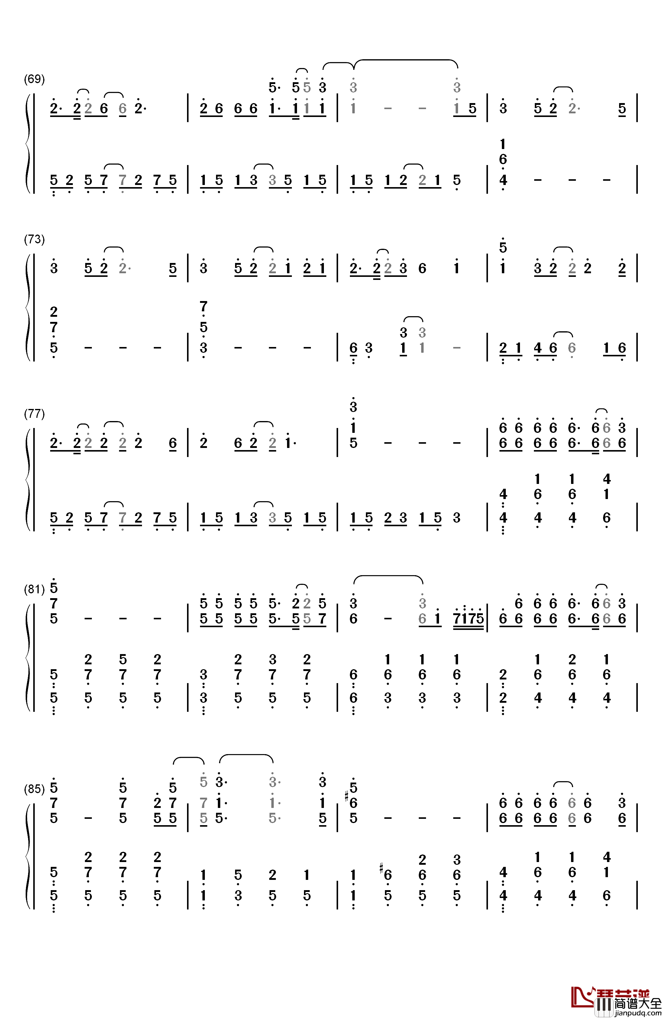 假装钢琴简谱_数字双手_陈雪凝