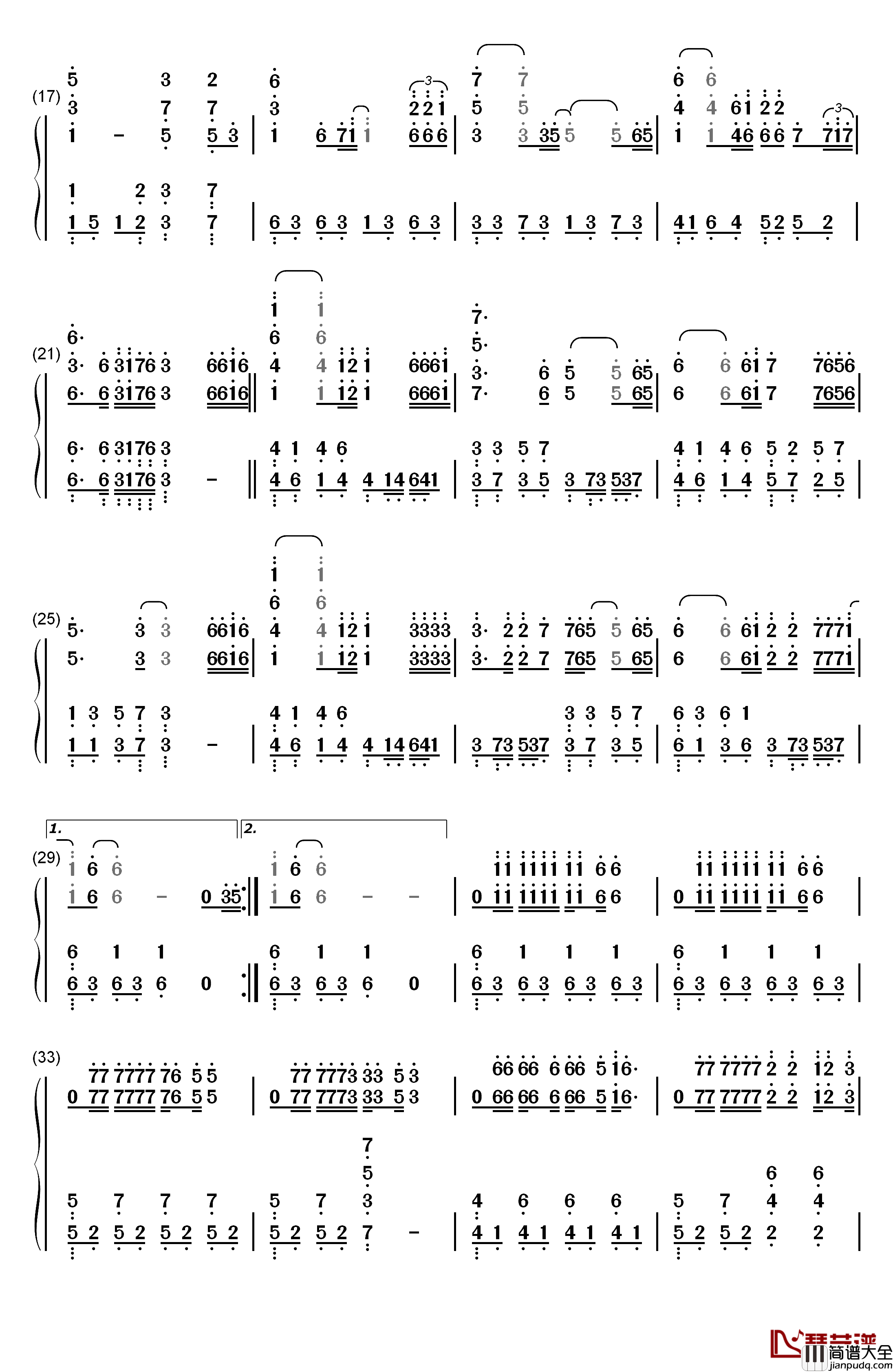 回心转意钢琴简谱_数字双手_黑龙