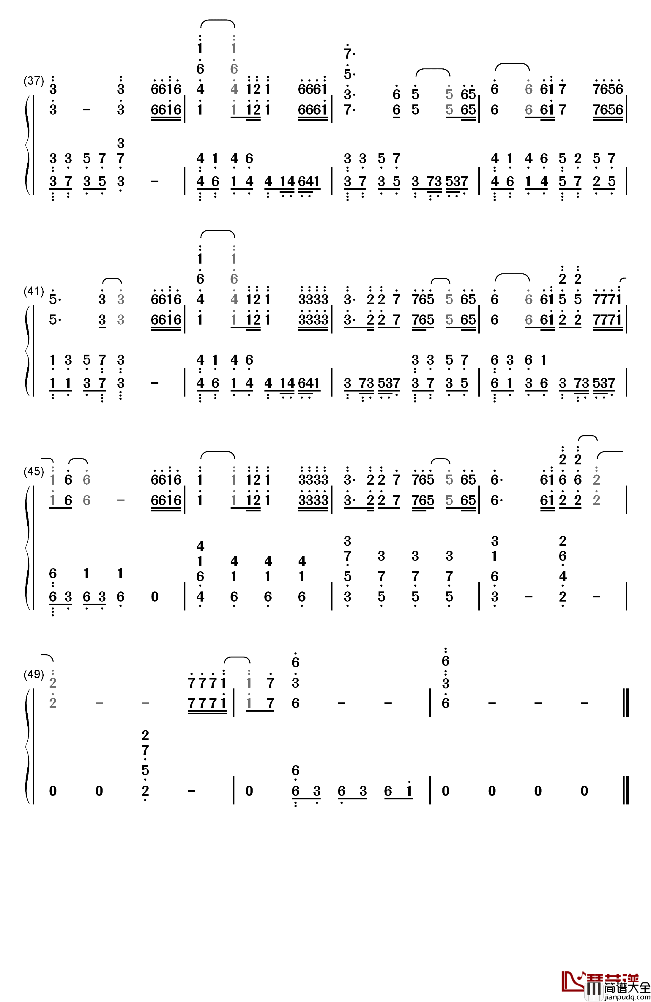 回心转意钢琴简谱_数字双手_黑龙