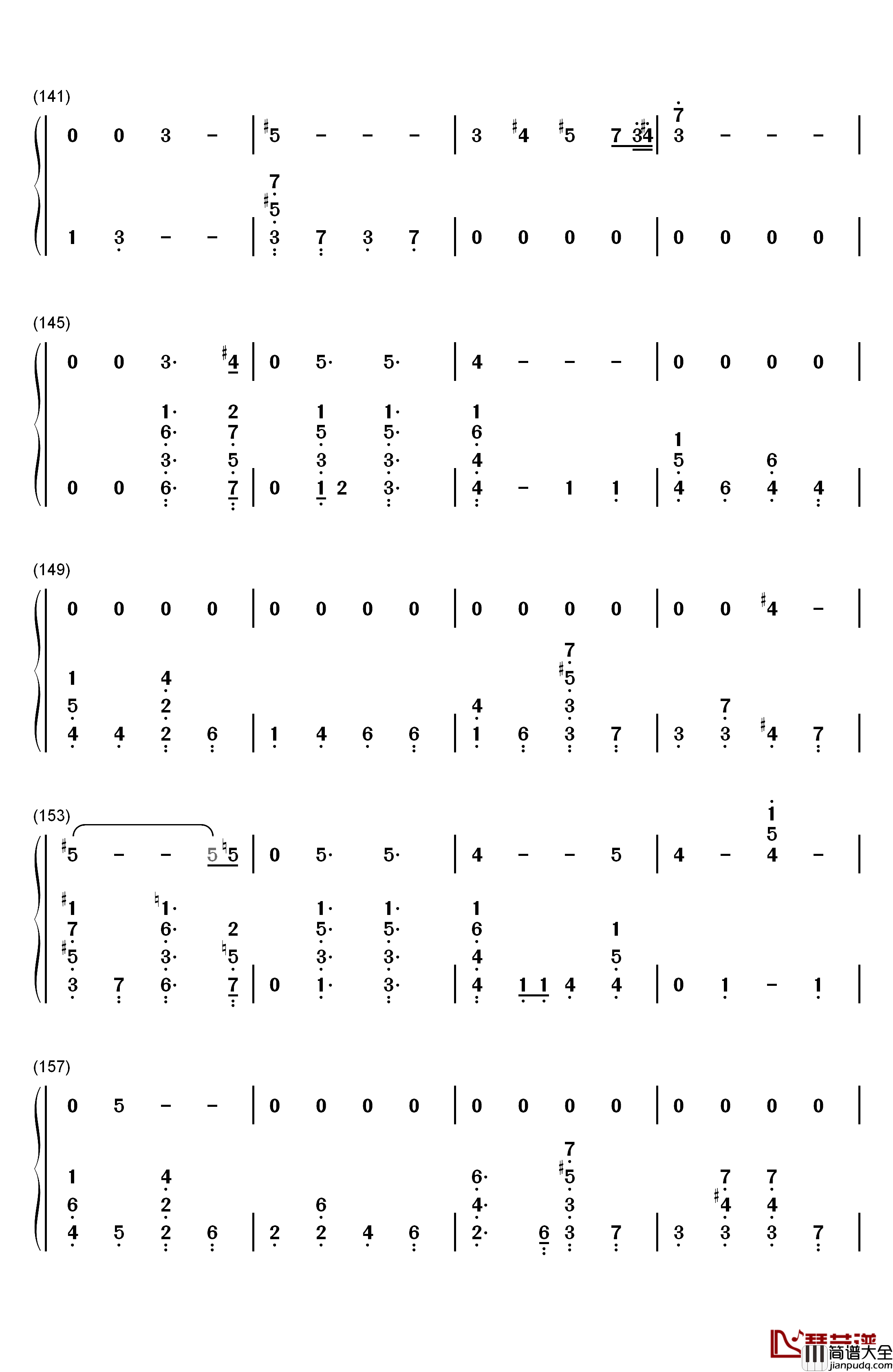 Running钢琴简谱_数字双手_Dua_Lipa