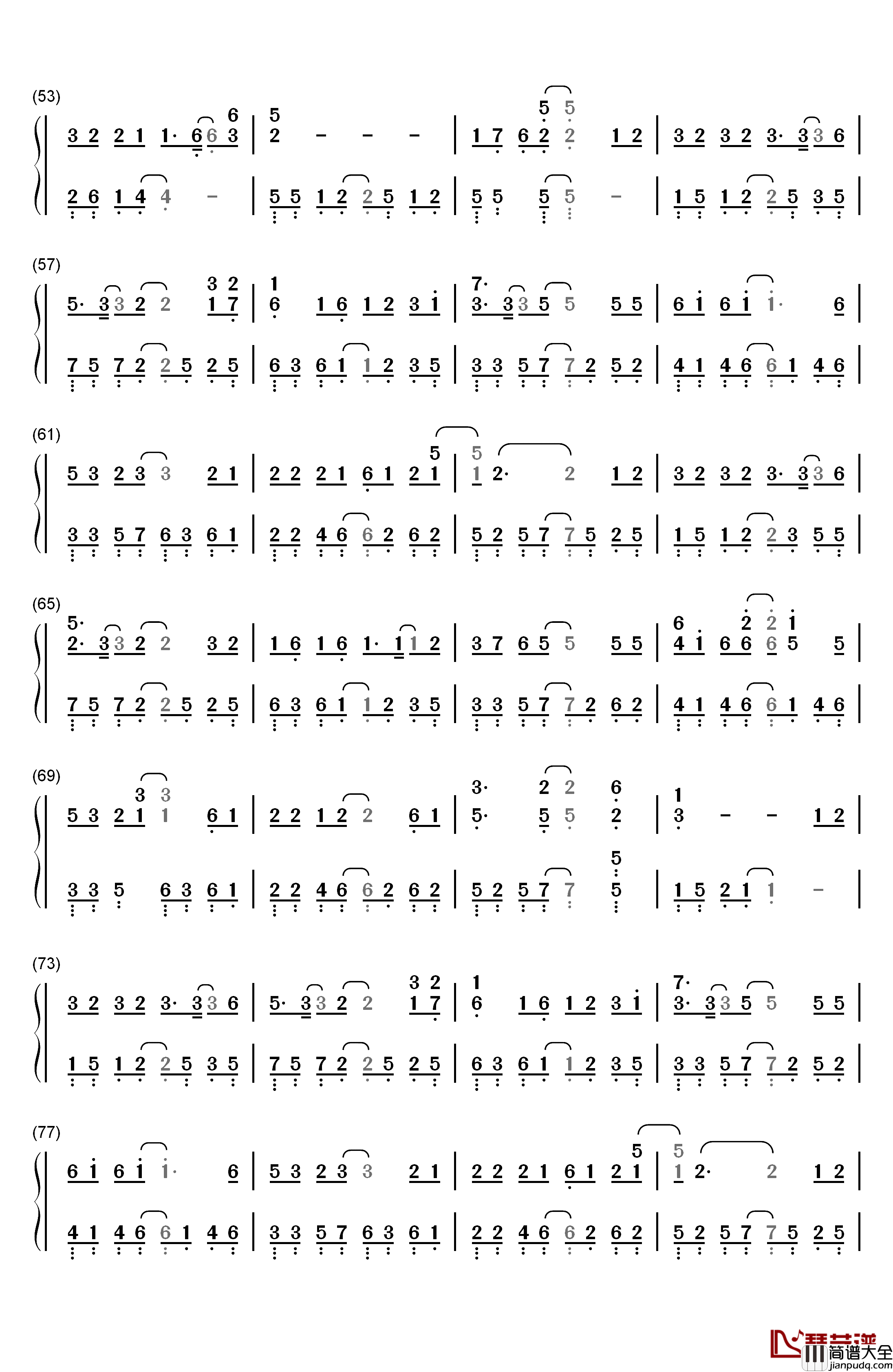 原来占据你内心的人不是我钢琴简谱_数字双手_贺一航