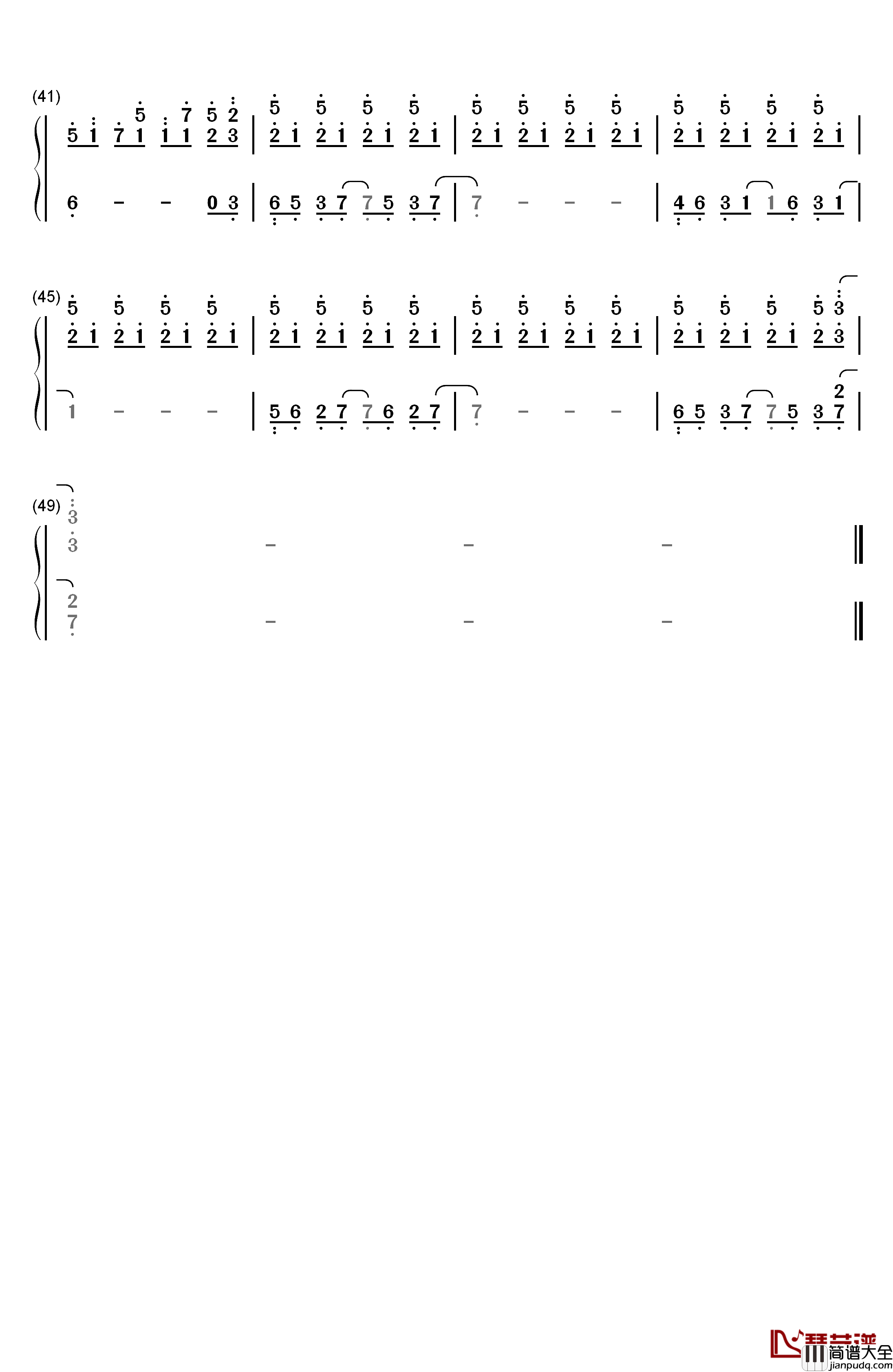 未明の君と薄明の魔法钢琴简谱_数字双手_やなぎなぎ