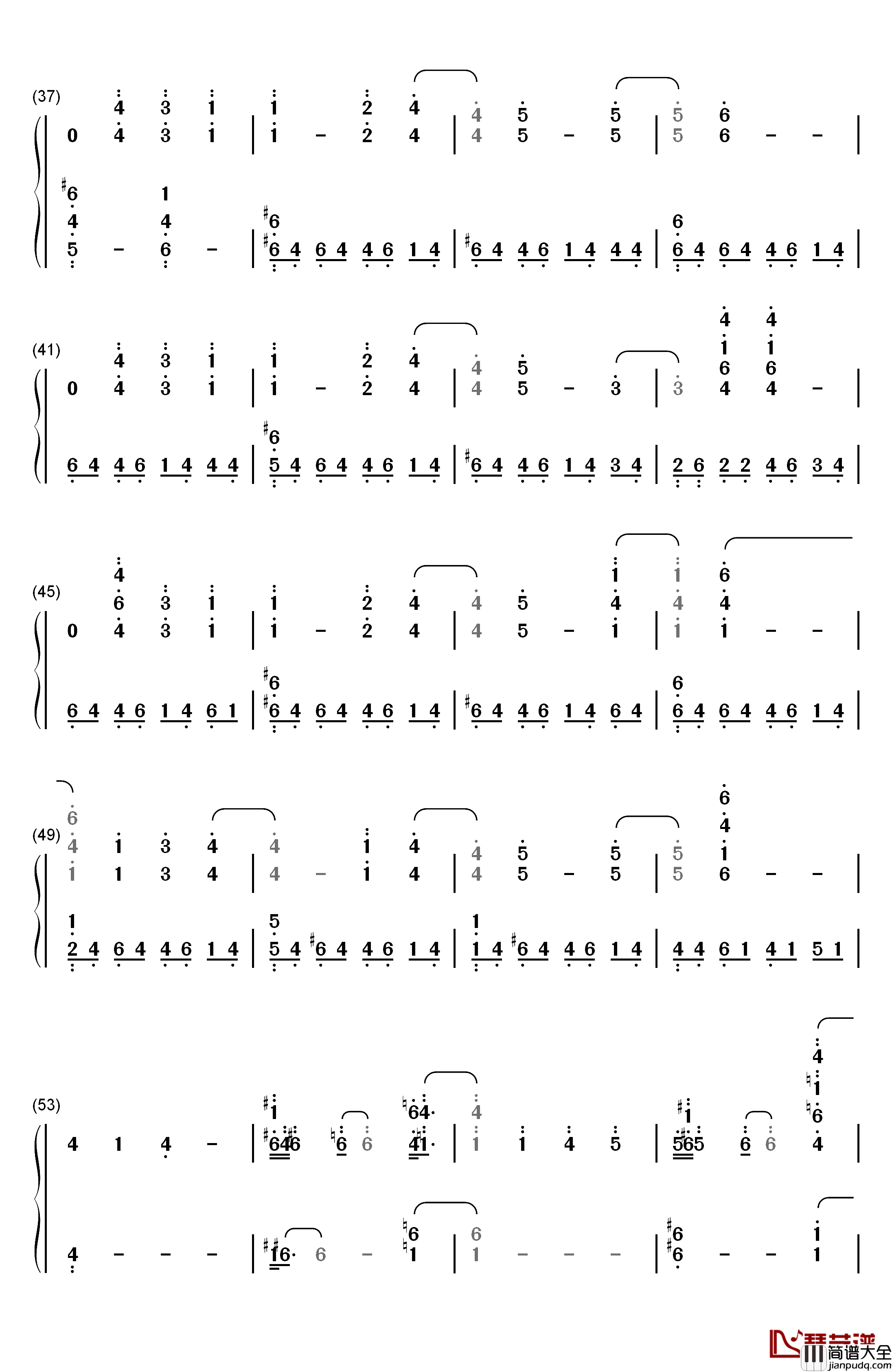White_with_You钢琴简谱_数字双手_折户伸治