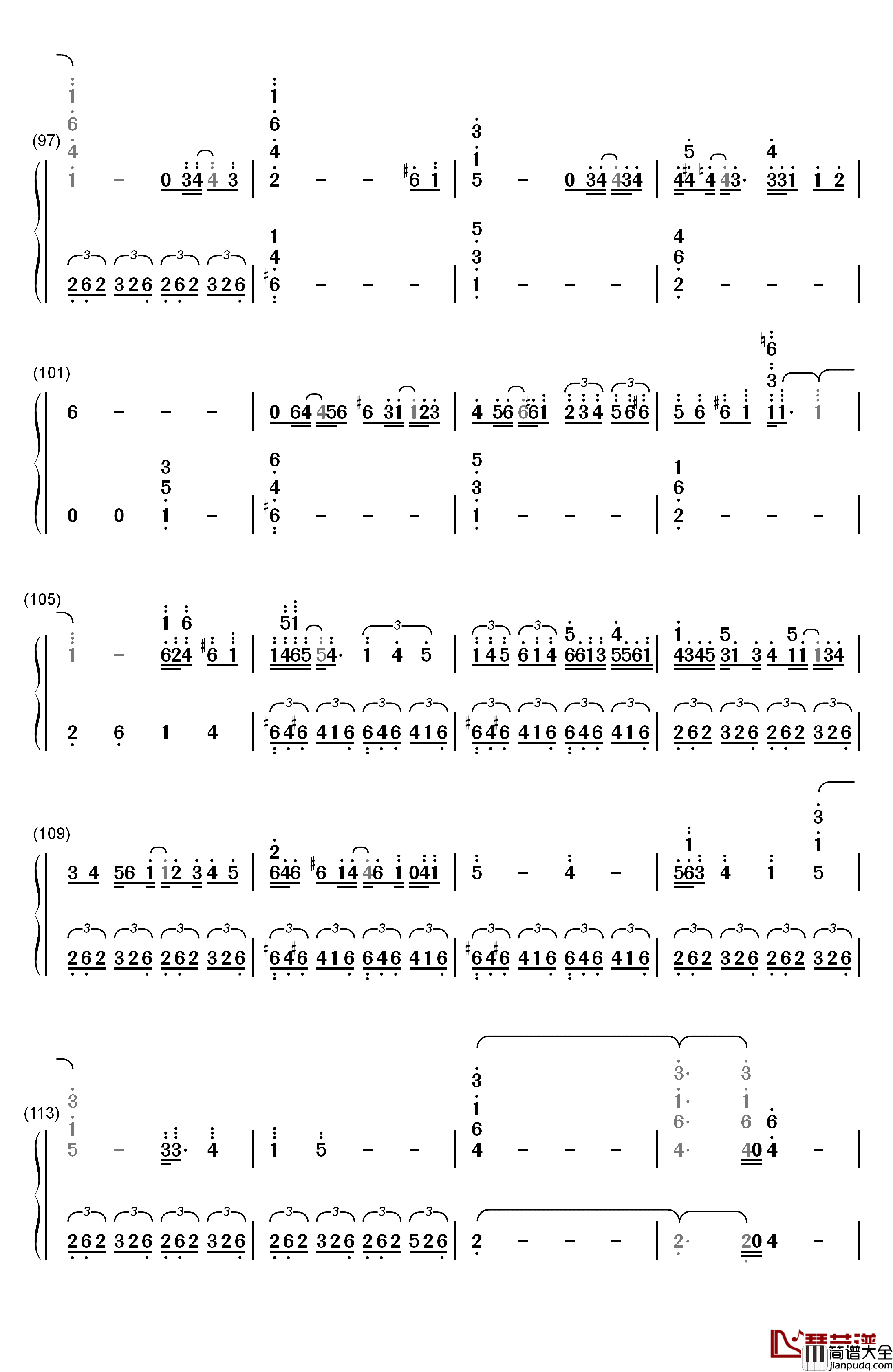 White_with_You钢琴简谱_数字双手_折户伸治