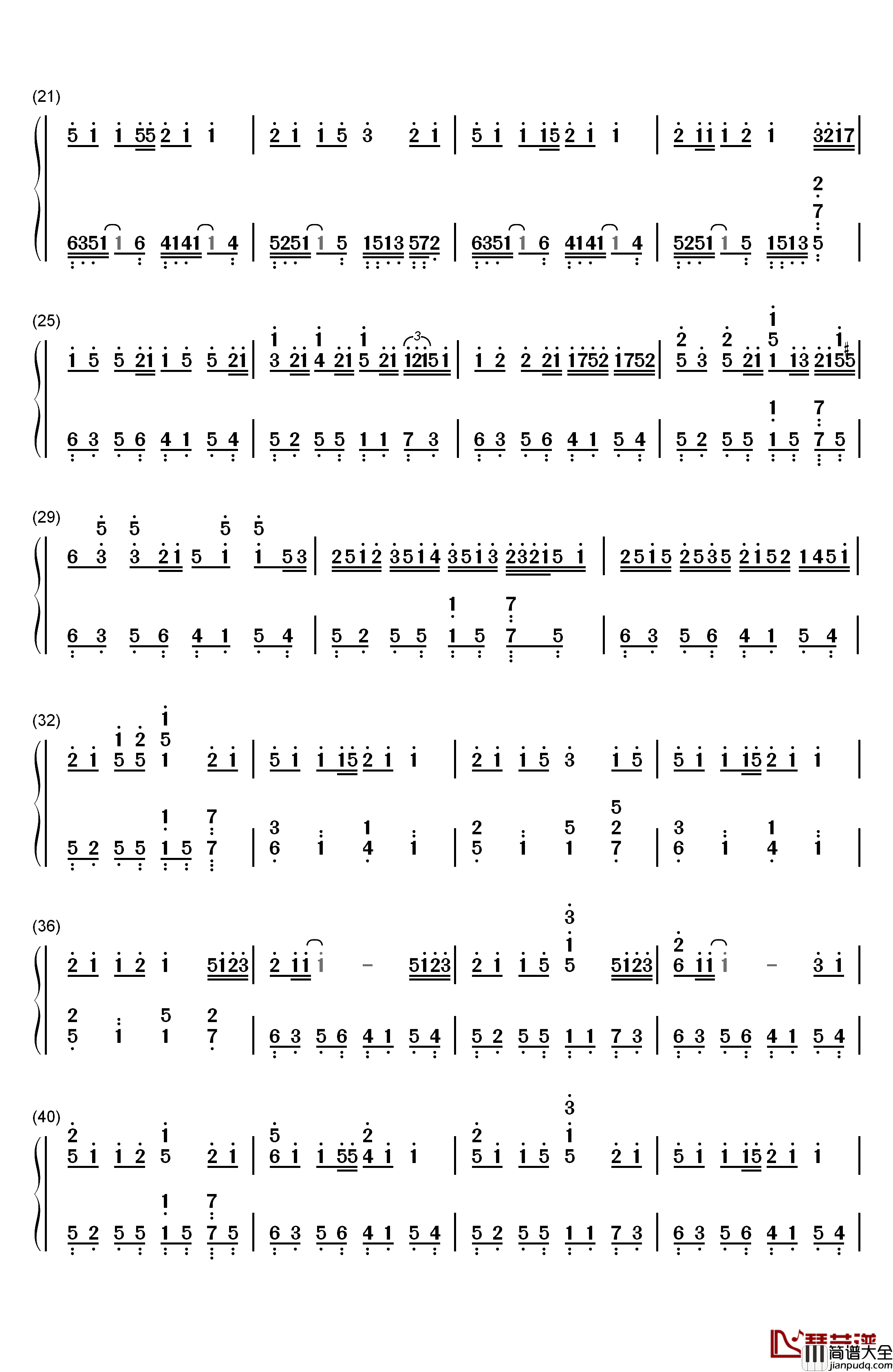 勾指起誓钢琴简谱_数字双手_洛天依