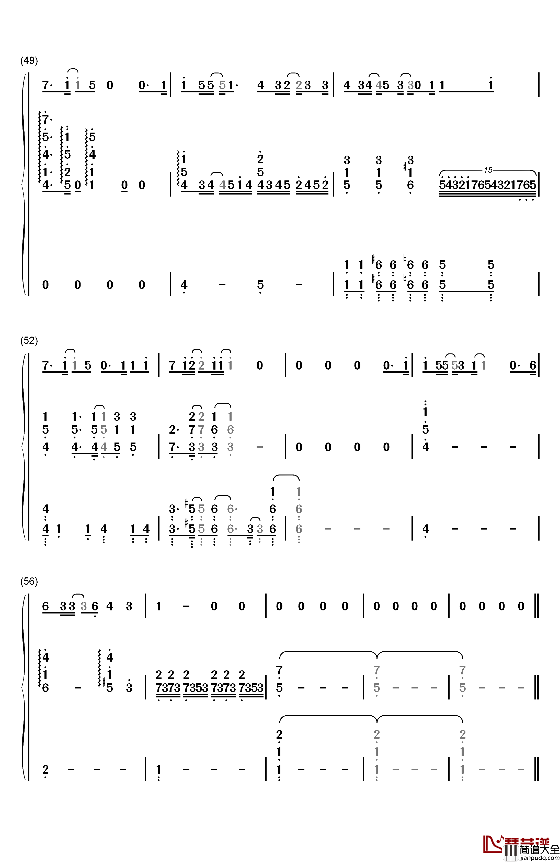 旧日时光钢琴简谱_数字双手_黑崎子
