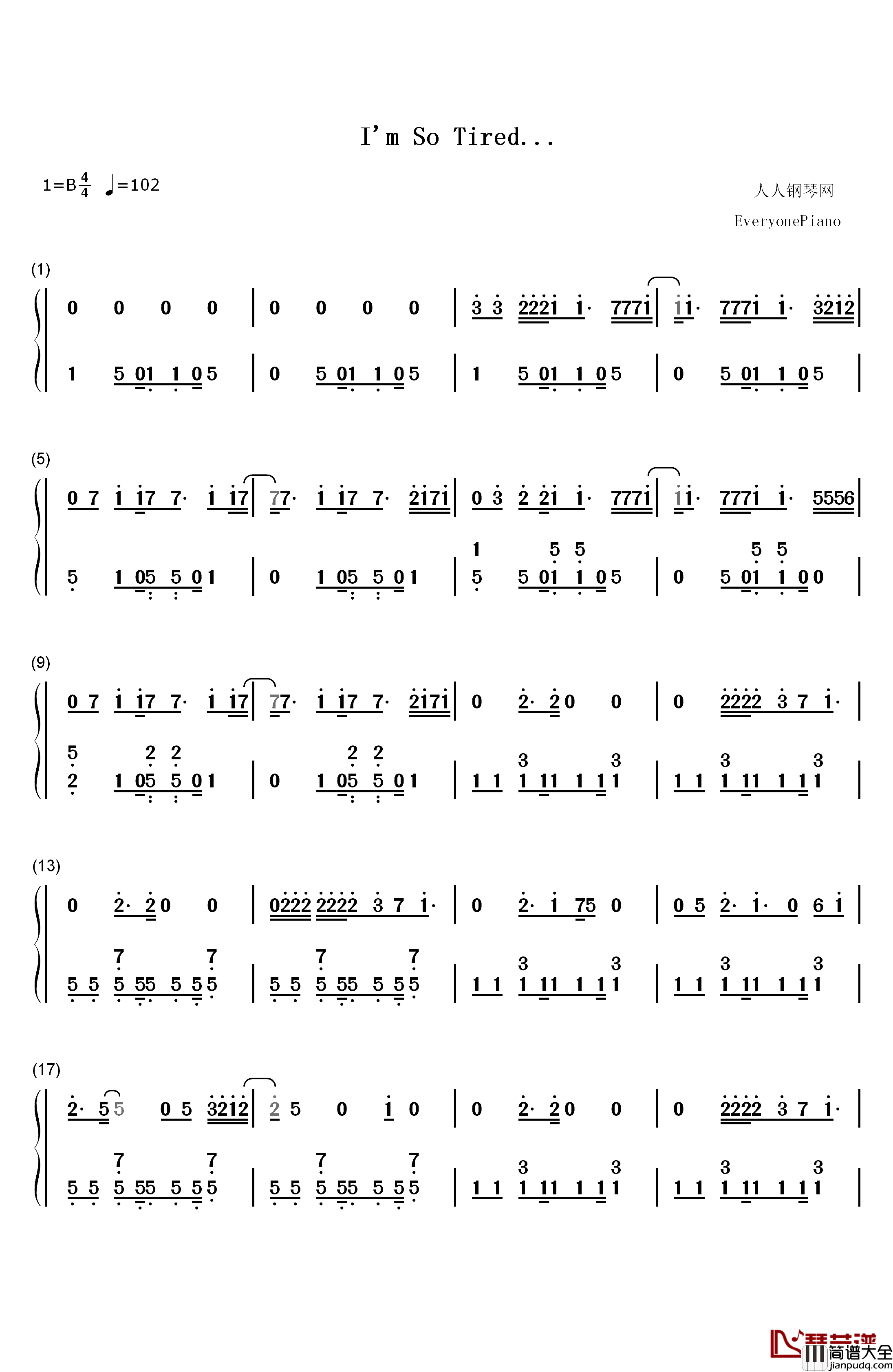 Im_So_Tired钢琴简谱_数字双手_Lauv_Troye_Sivan