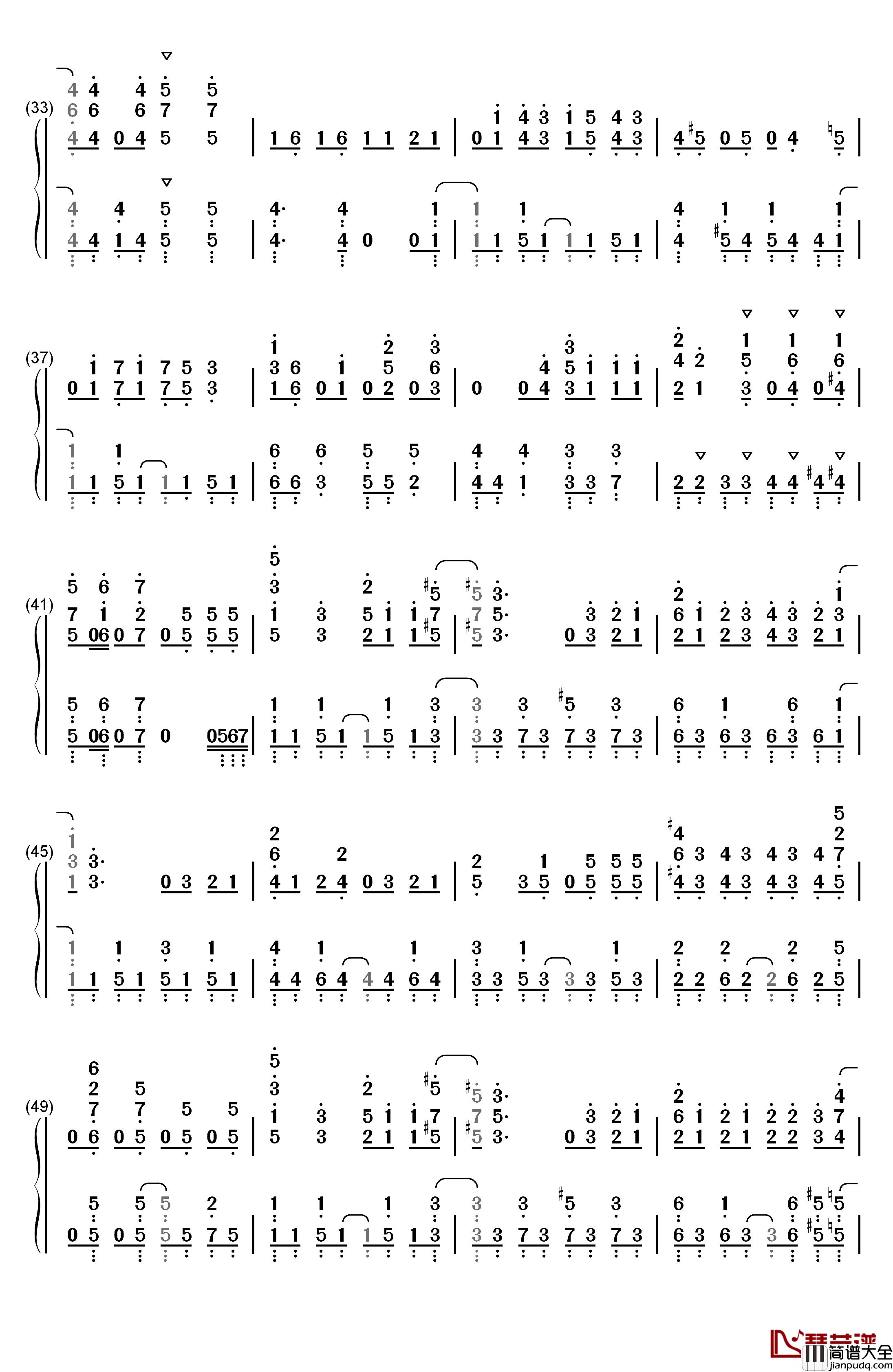 BABY钢琴简谱_数字双手_甜蜜子弹