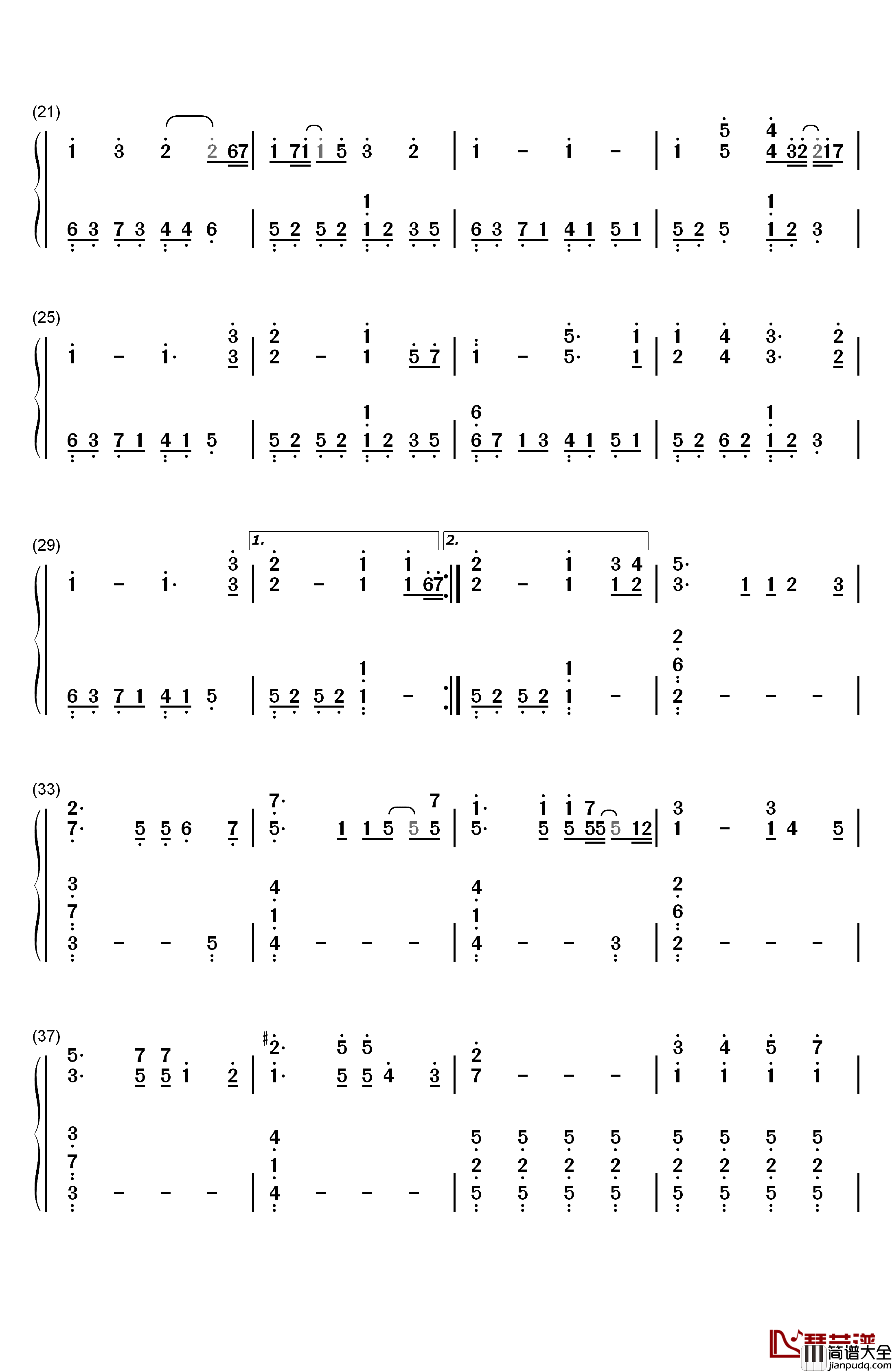 Somewhere钢琴简谱_数字双手_July