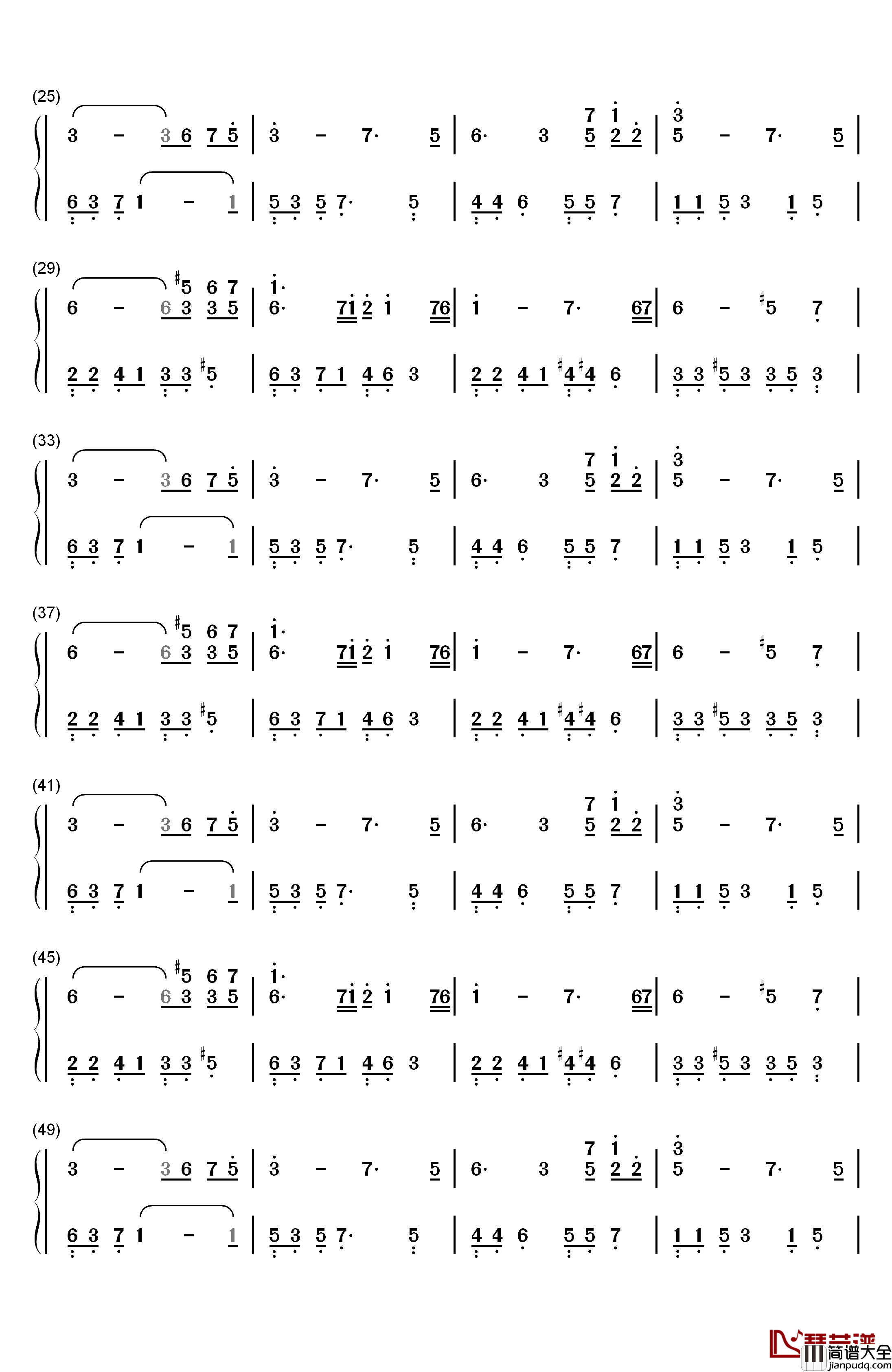 Feeling钢琴简谱_数字双手_July