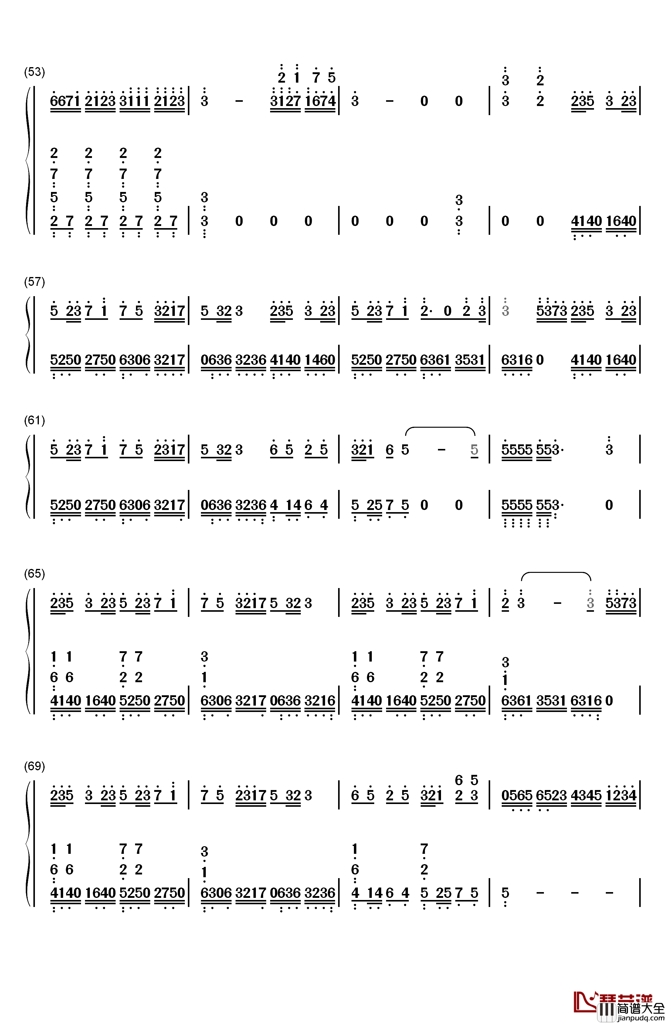 告白之夜钢琴简谱_数字双手_Ayasa