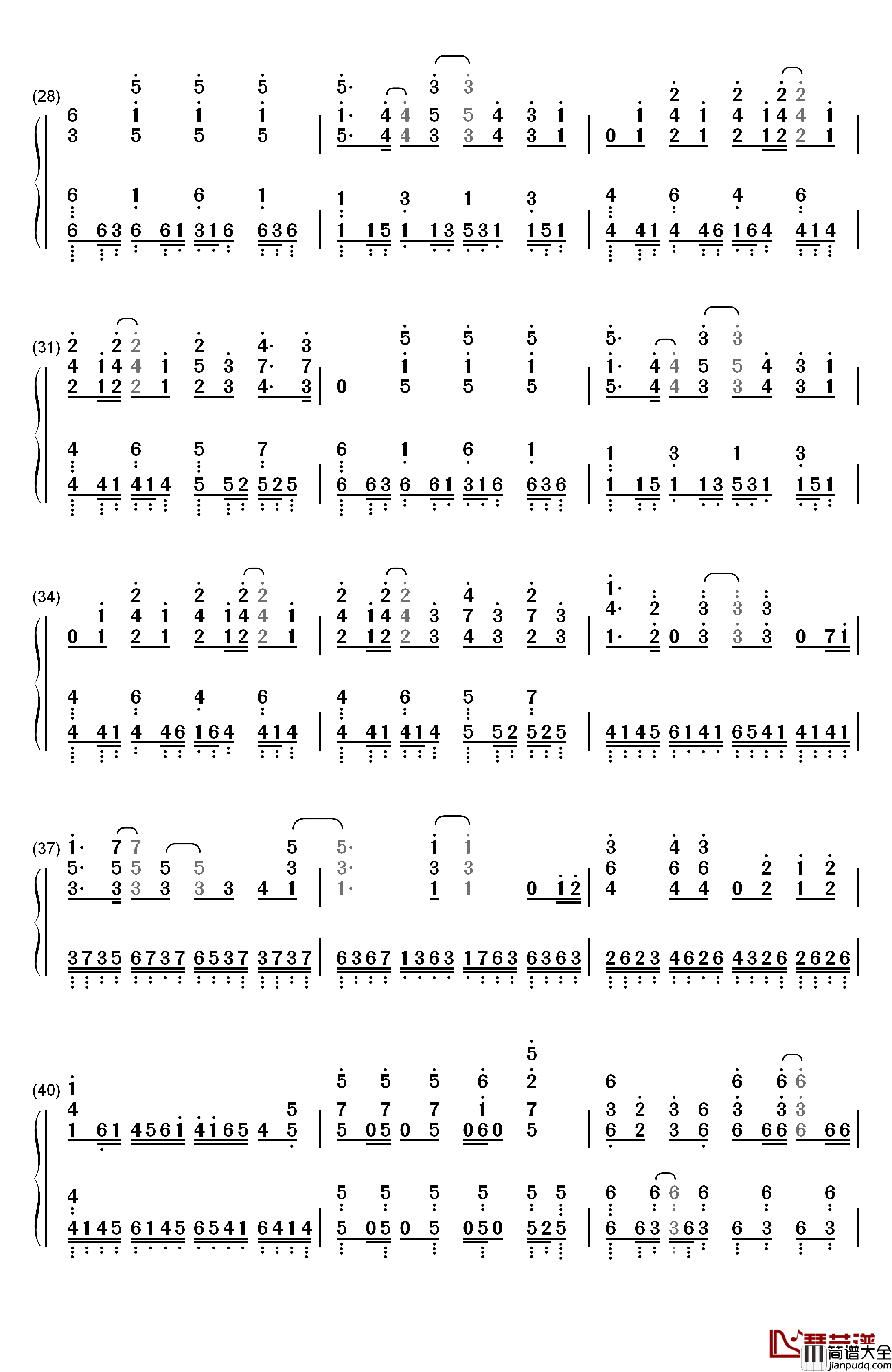 KODO钢琴简谱_数字双手_nonoc