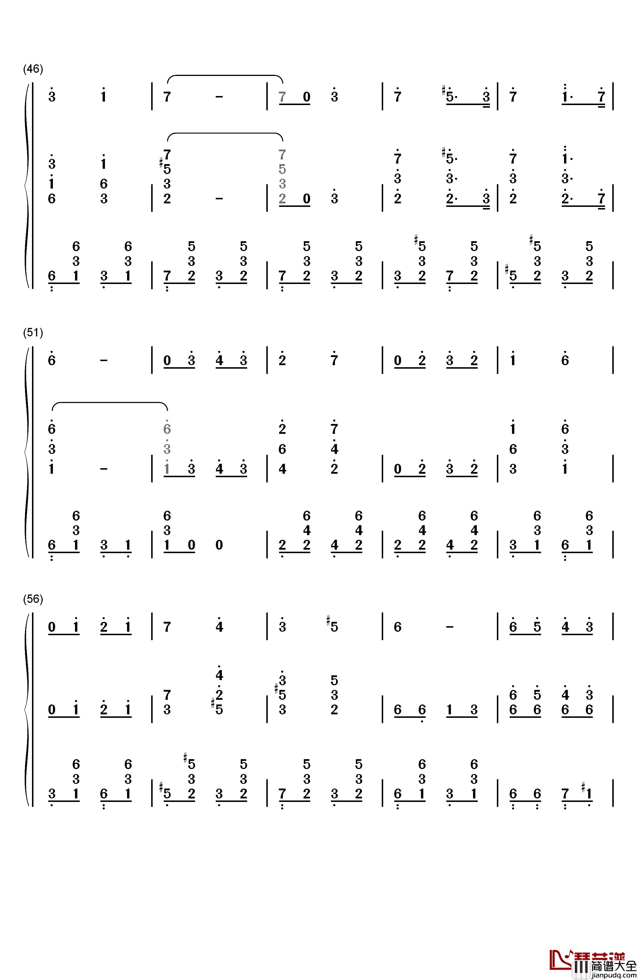 斯拉夫女人的告别钢琴简谱_数字双手_瓦西里·伊万诺维奇·阿加普金