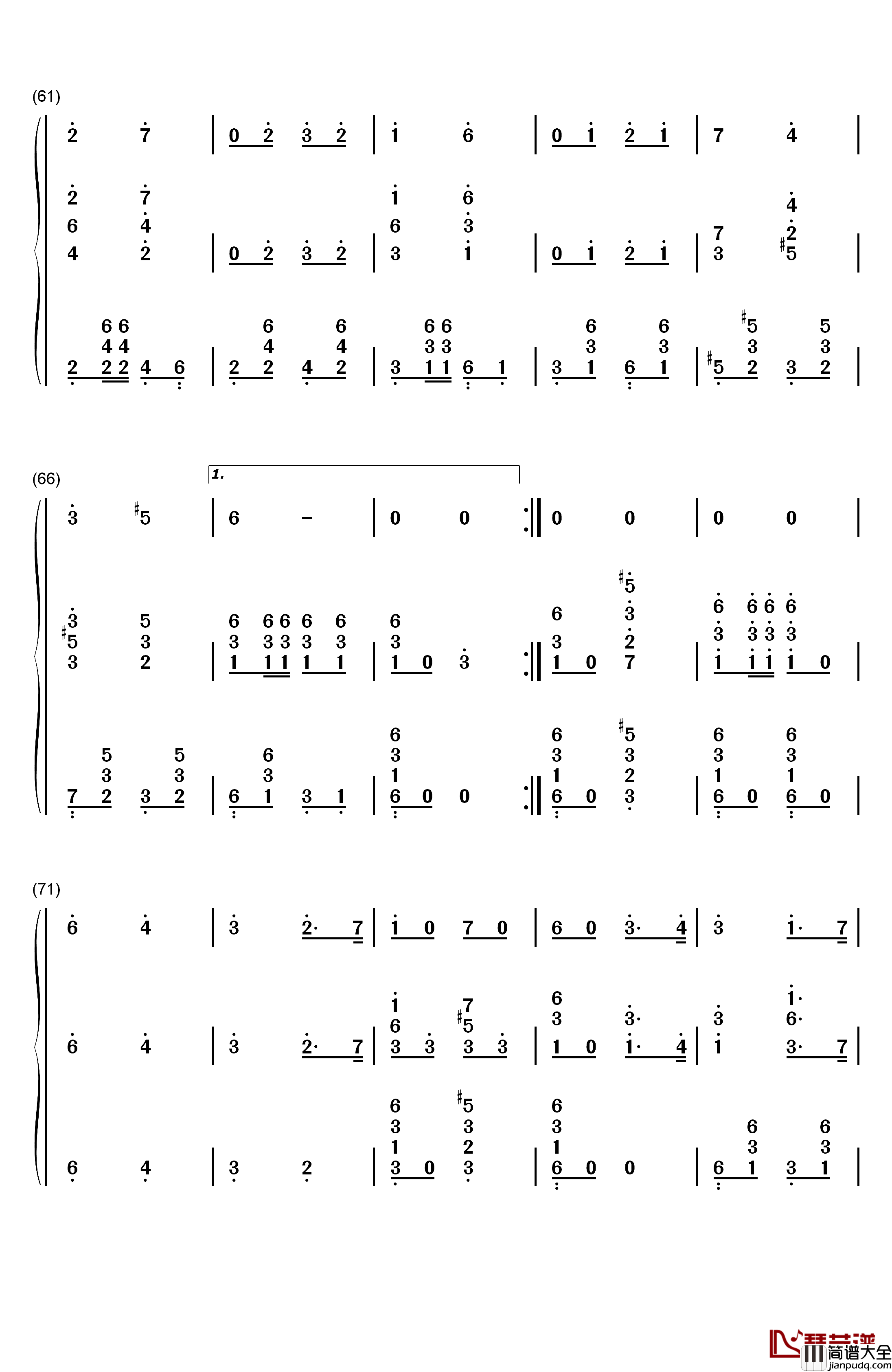 斯拉夫女人的告别钢琴简谱_数字双手_瓦西里·伊万诺维奇·阿加普金