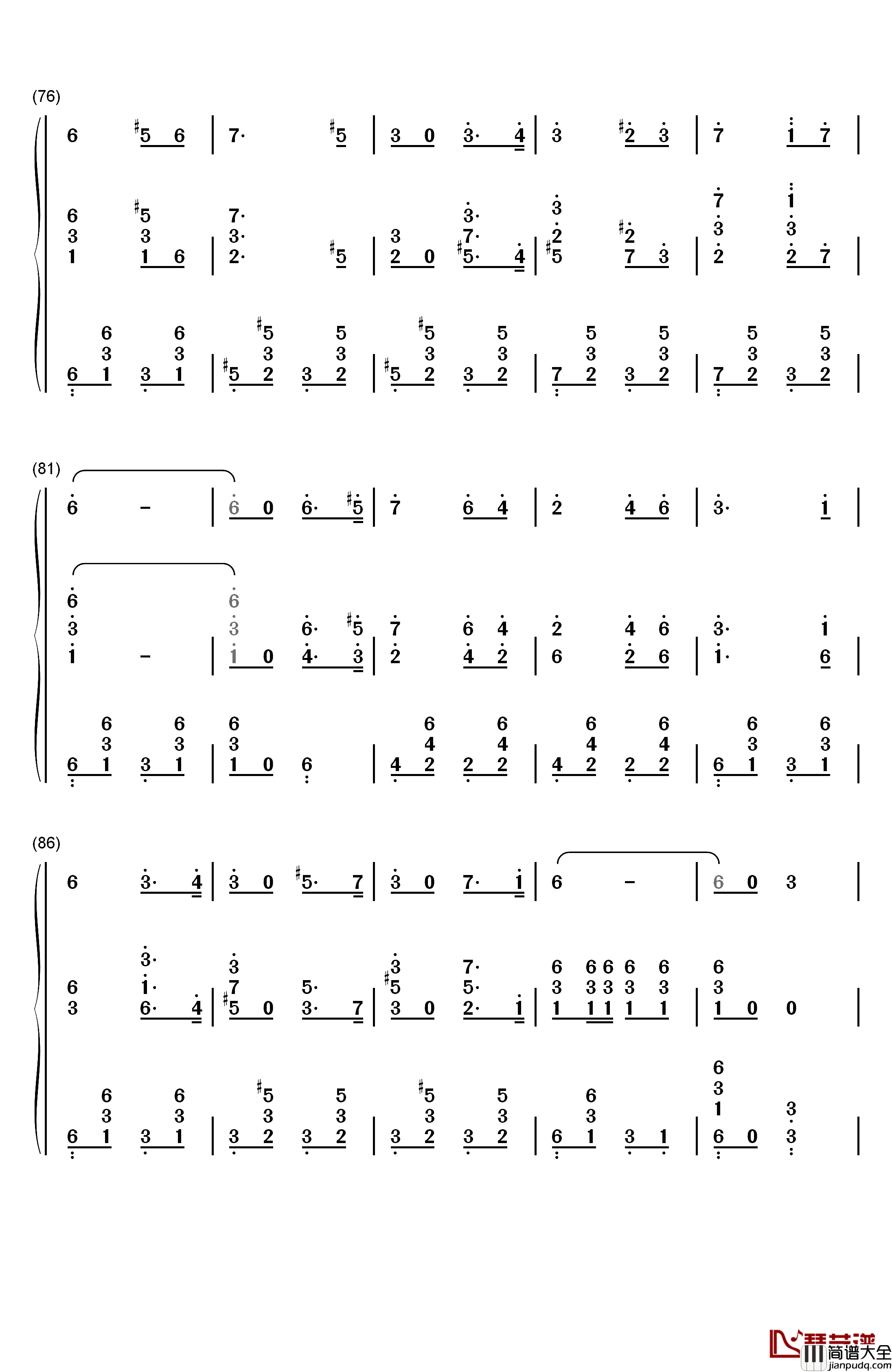 斯拉夫女人的告别钢琴简谱_数字双手_瓦西里·伊万诺维奇·阿加普金