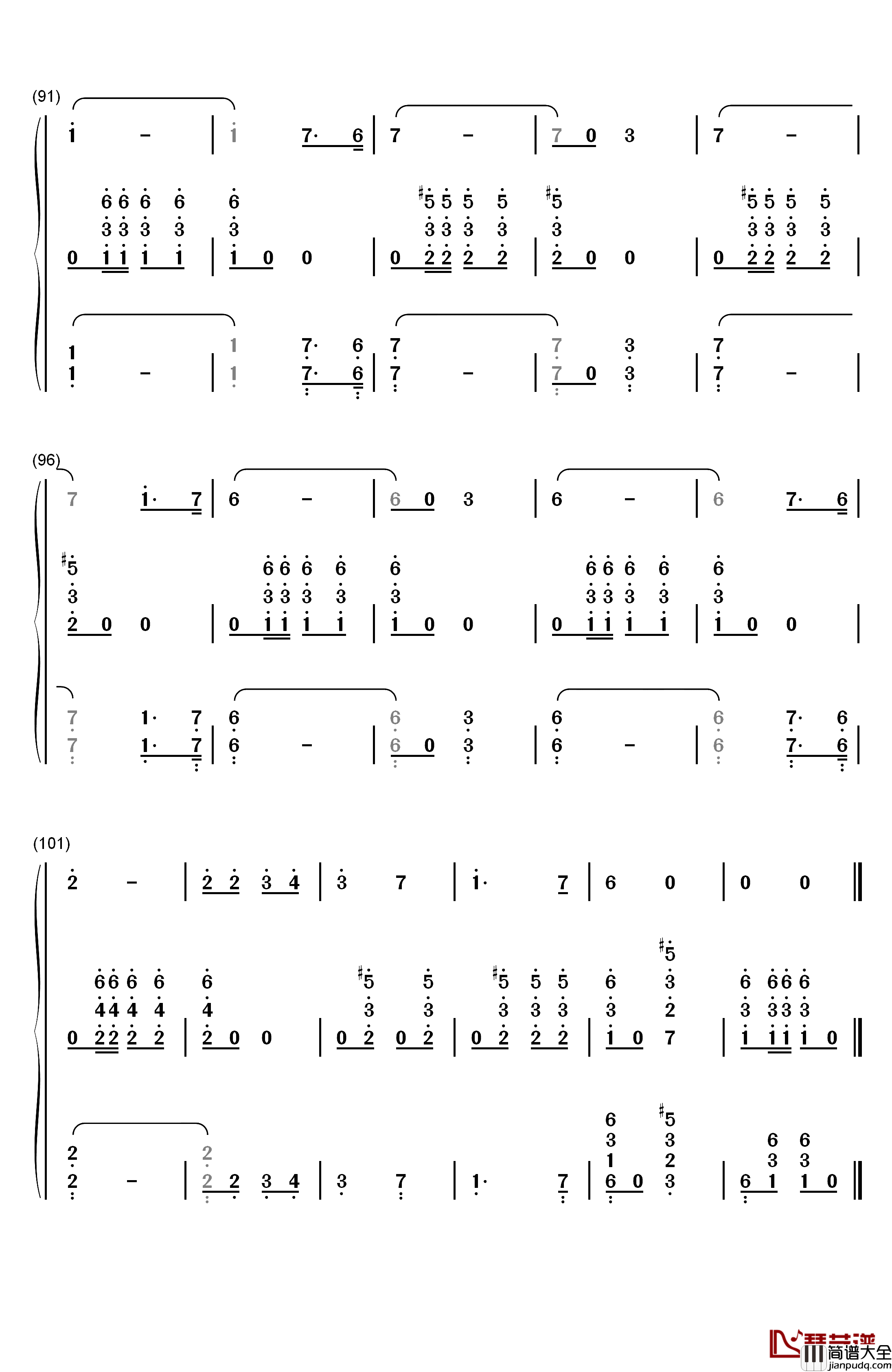 斯拉夫女人的告别钢琴简谱_数字双手_瓦西里·伊万诺维奇·阿加普金