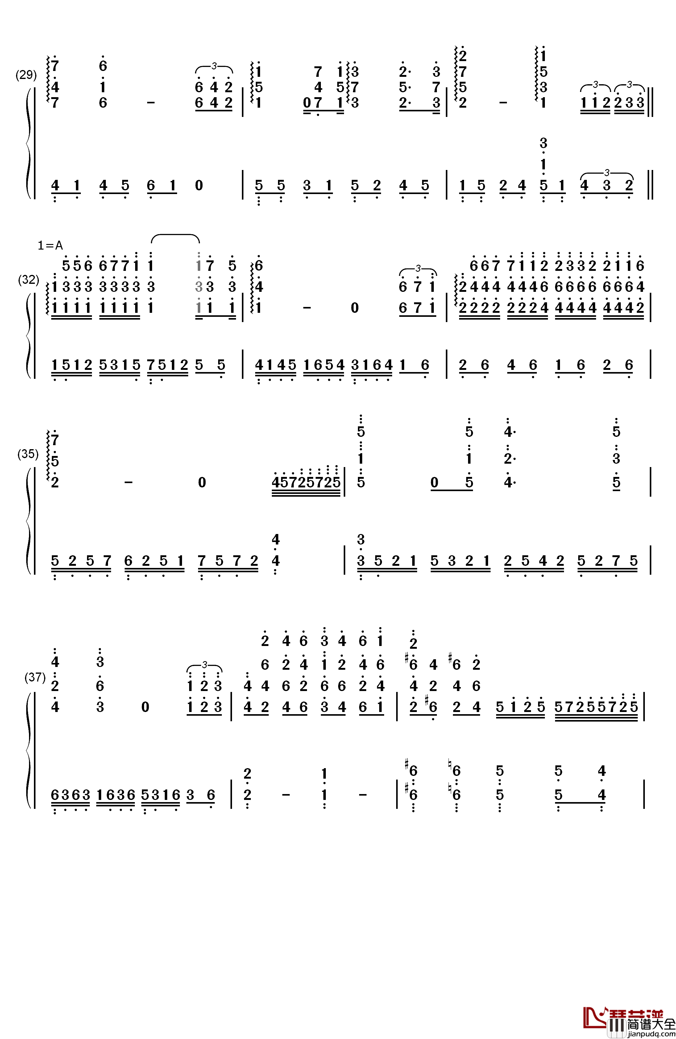 蓝色的呼唤钢琴简谱_数字双手_理查德克莱德曼