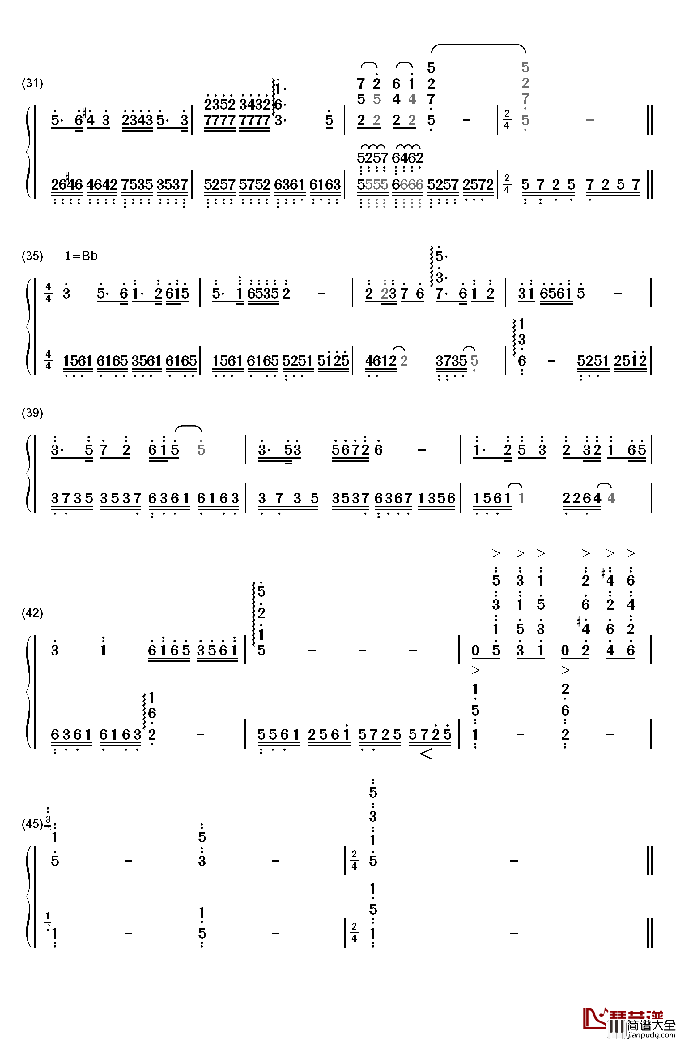 梁祝钢琴简谱_数字双手_陈钢