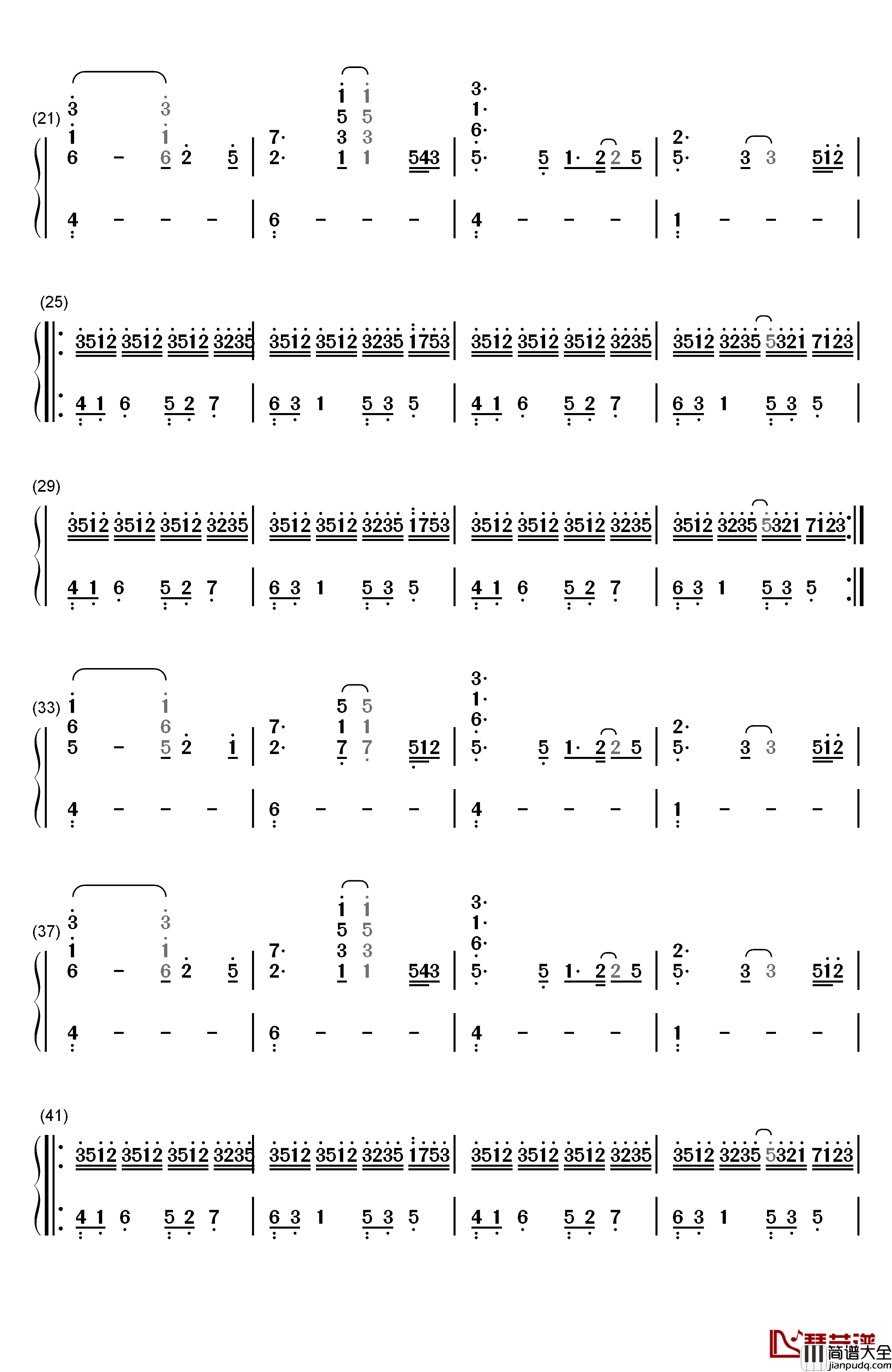 春天的太阳钢琴简谱_数字双手_July