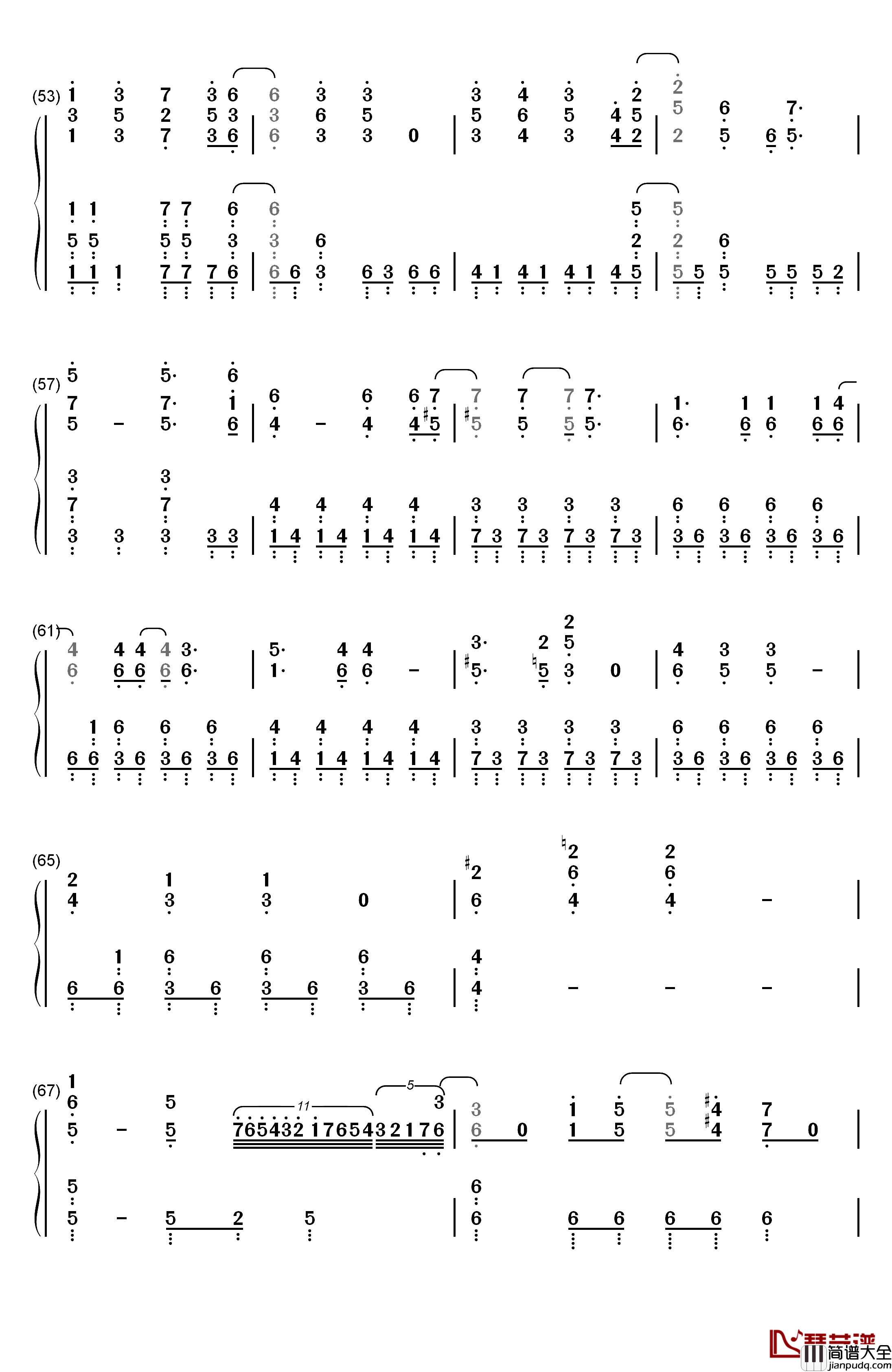 Black_Rover钢琴简谱_数字双手_Bickeblanka