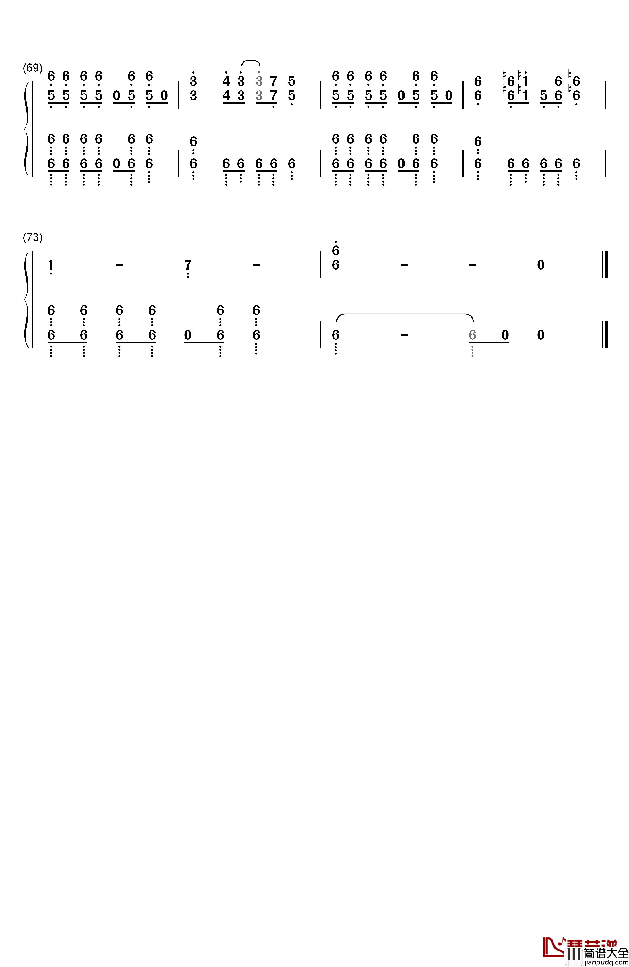 Black_Rover钢琴简谱_数字双手_Bickeblanka
