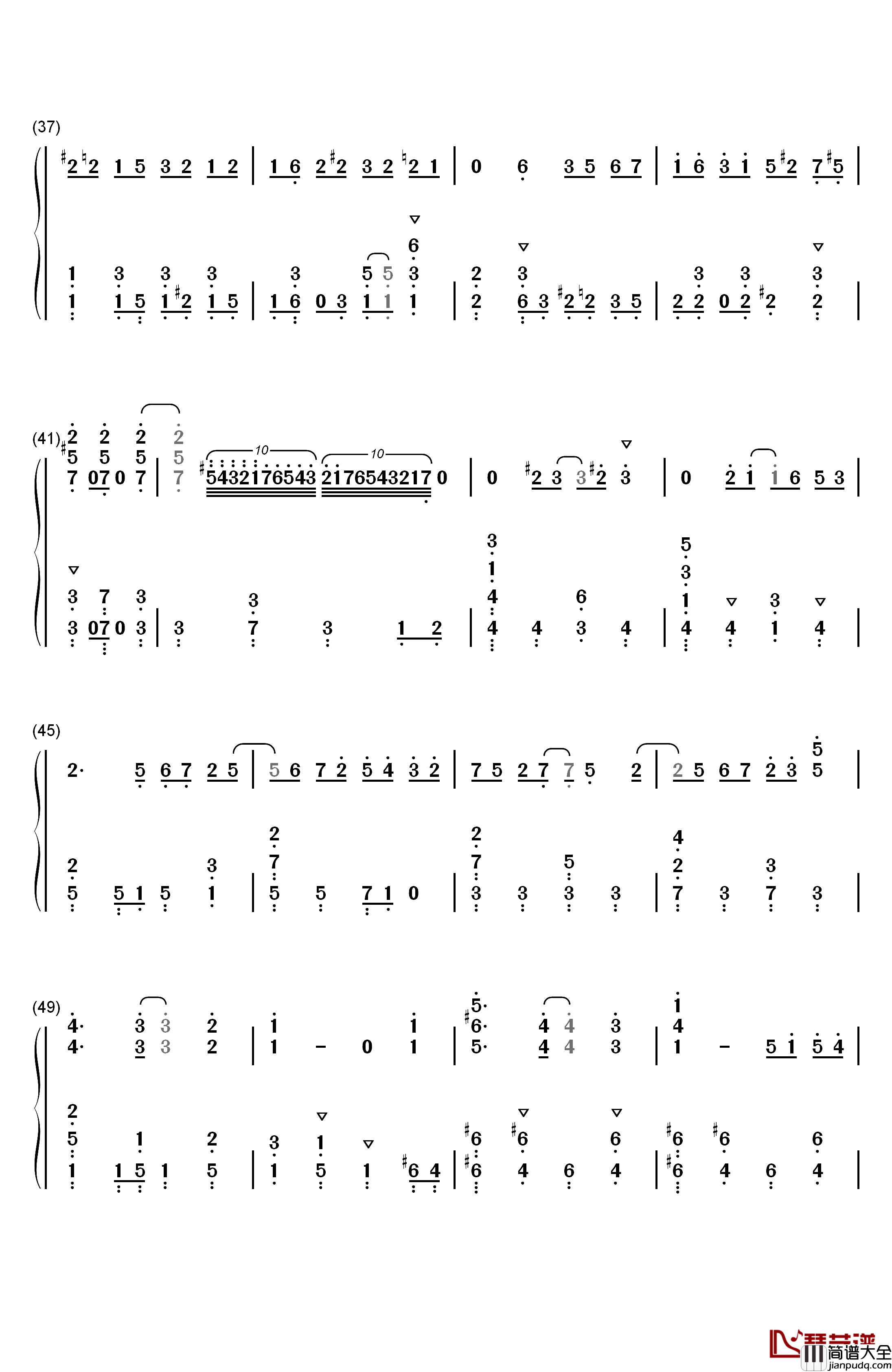 ソラノネ钢琴简谱_数字双手_ZAQ