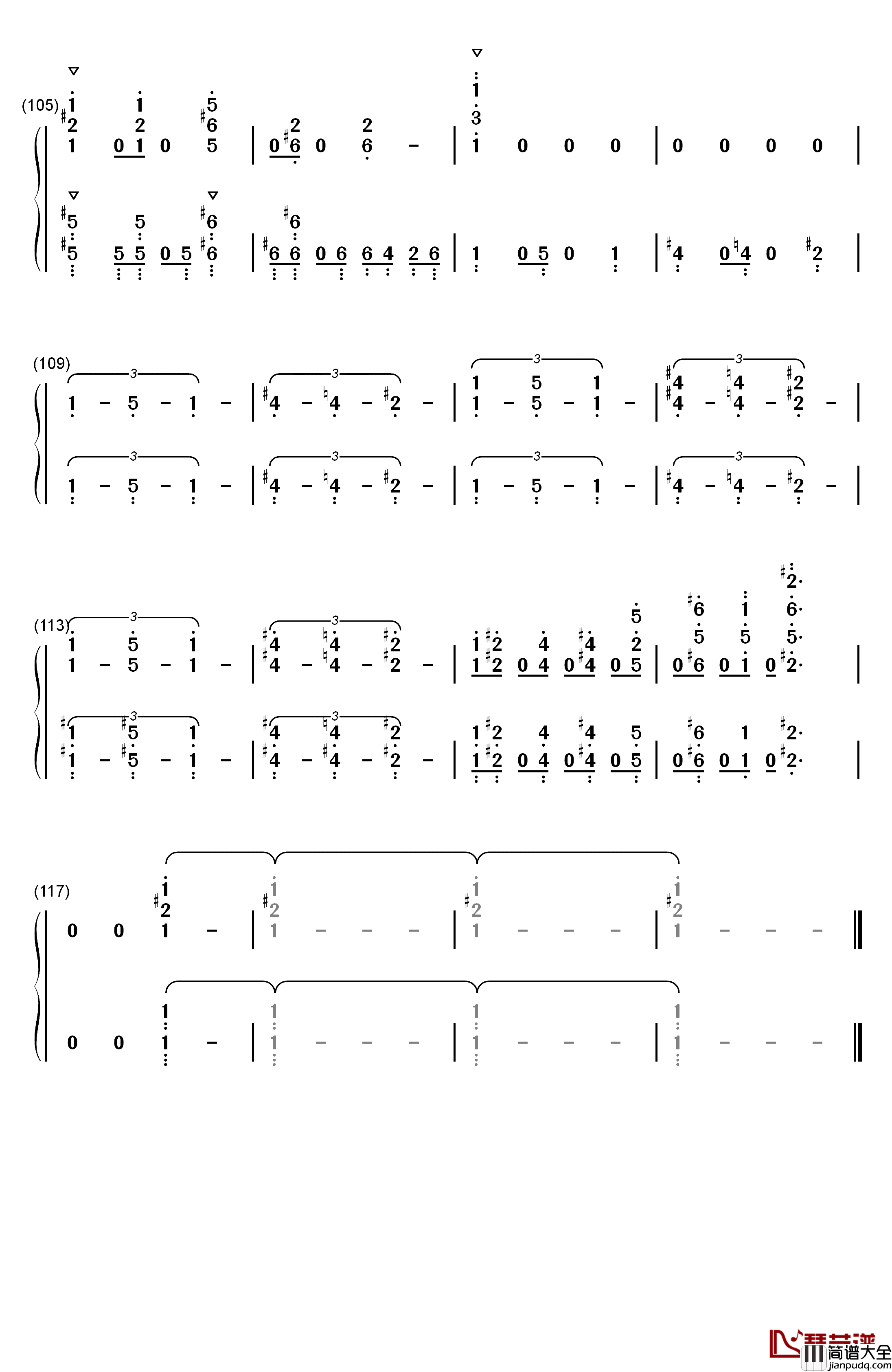 ソラノネ钢琴简谱_数字双手_ZAQ