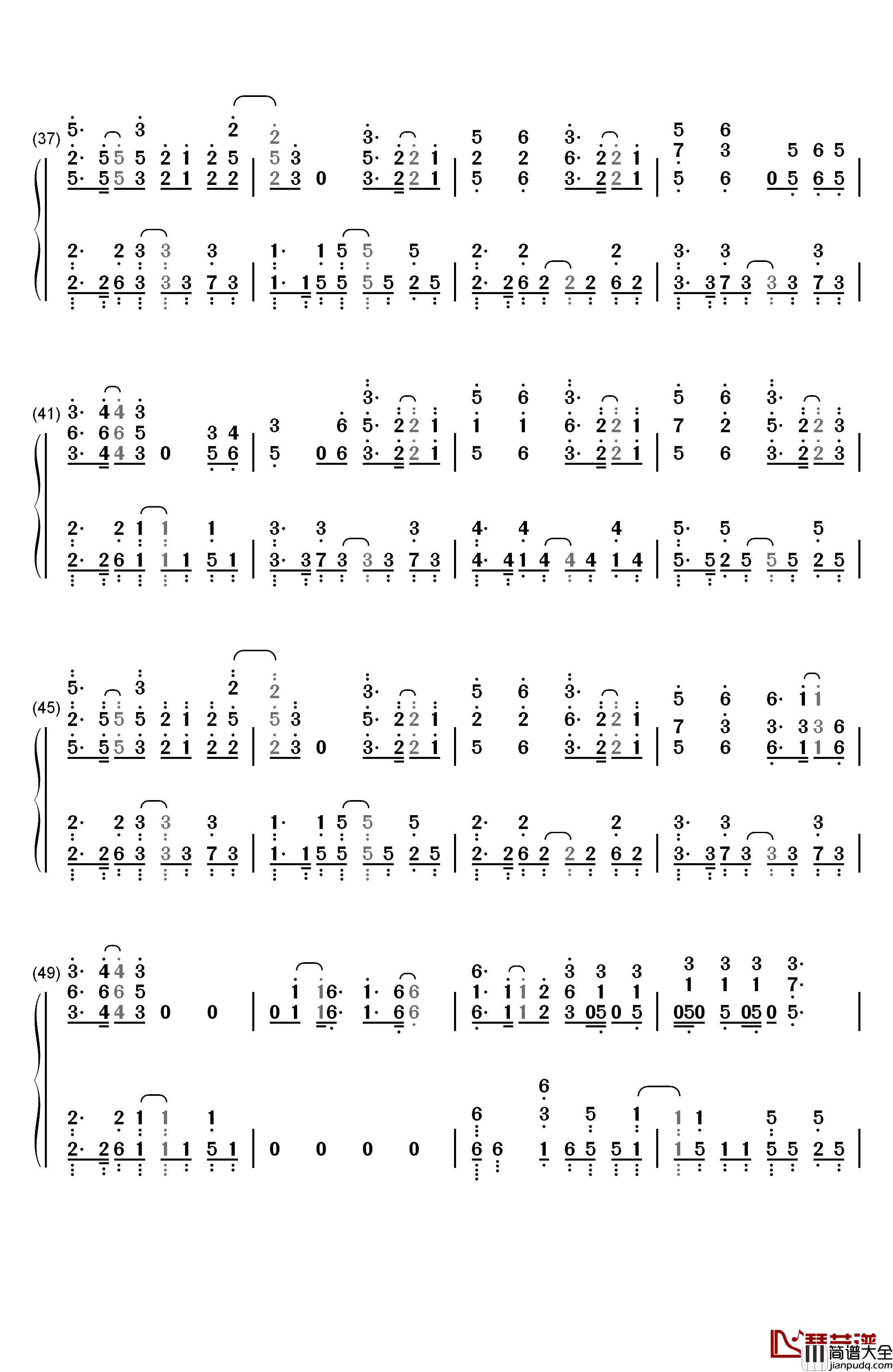 FAITH钢琴简谱_数字双手_MADKID