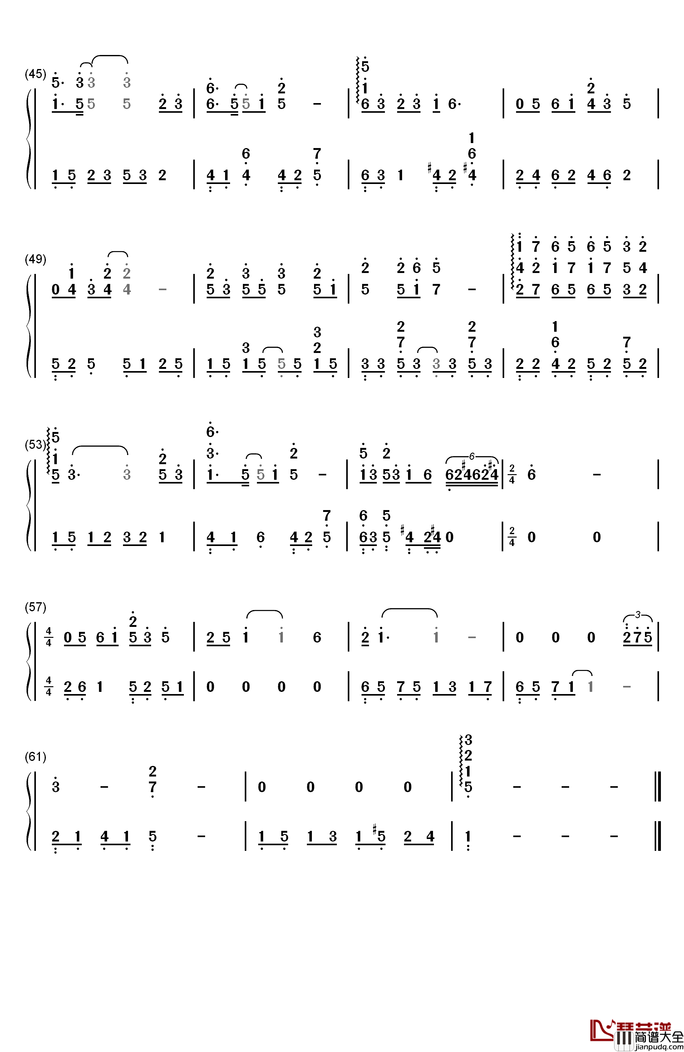 雪落下的声音钢琴简谱_数字双手_陆虎