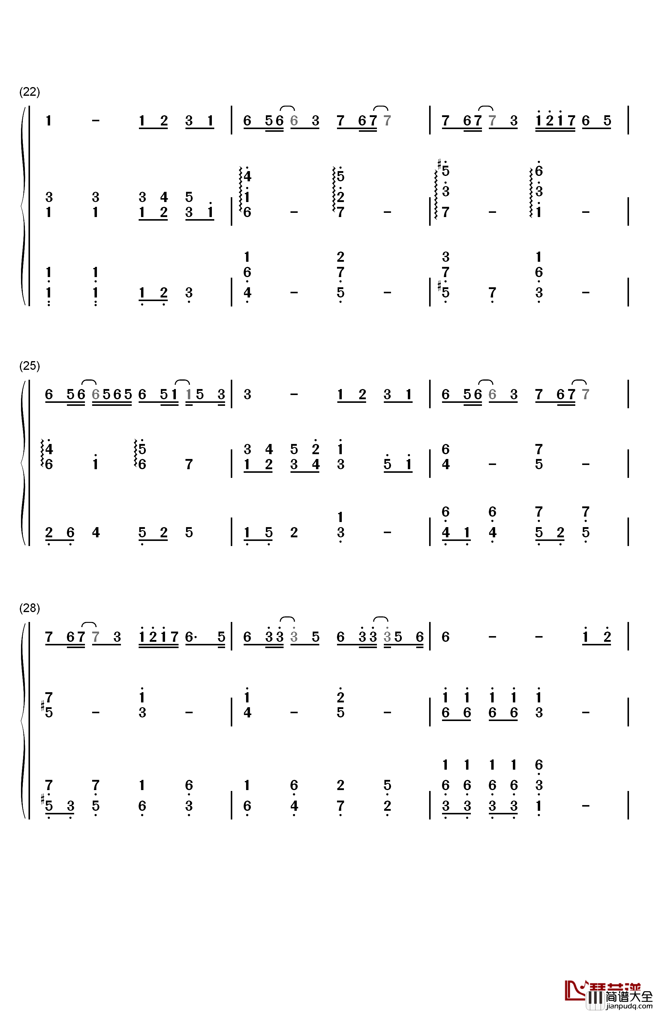 起风了钢琴简谱_数字双手_吴青峰