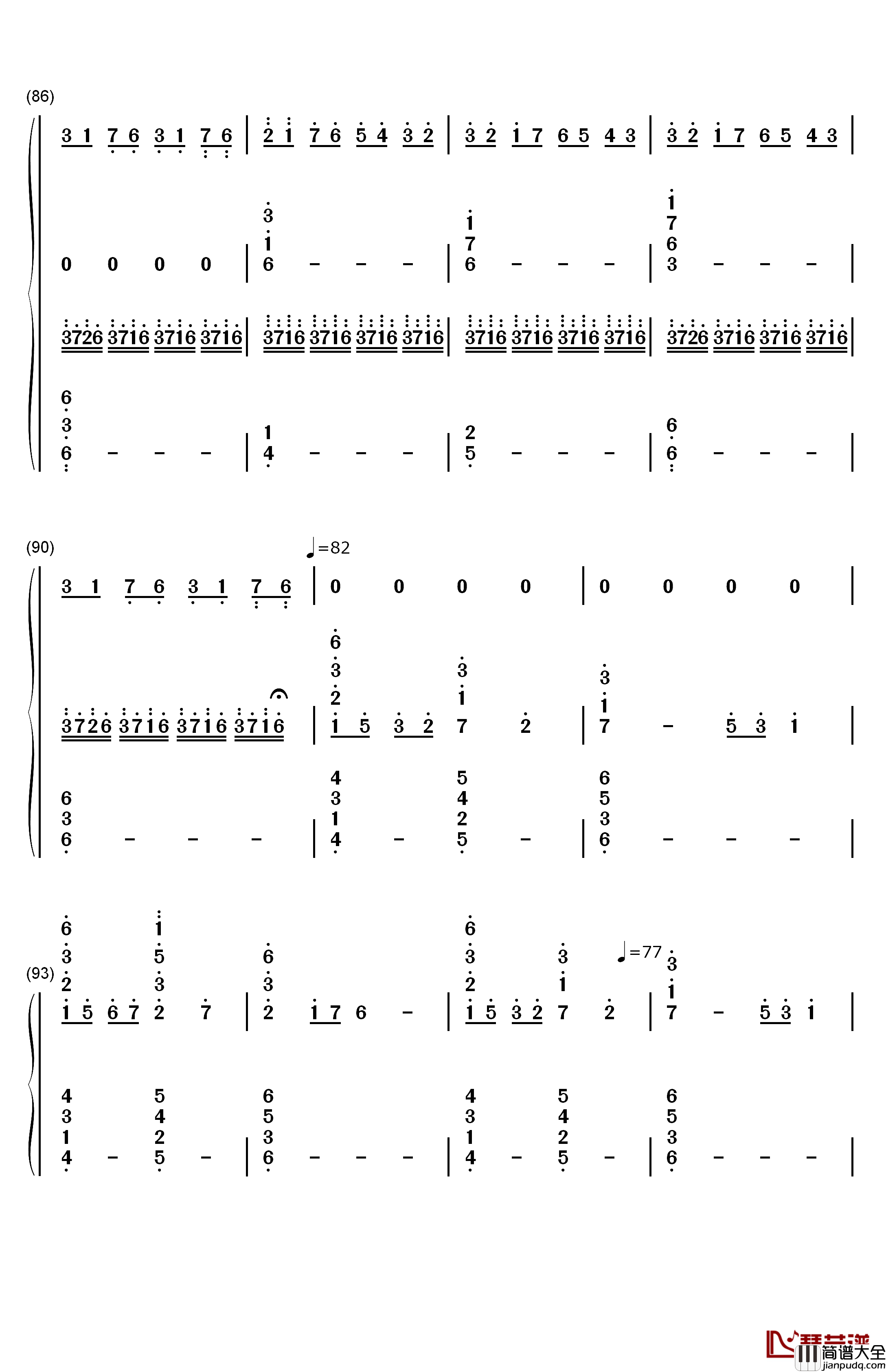 情书钢琴简谱_数字双手_DJ_Okawari