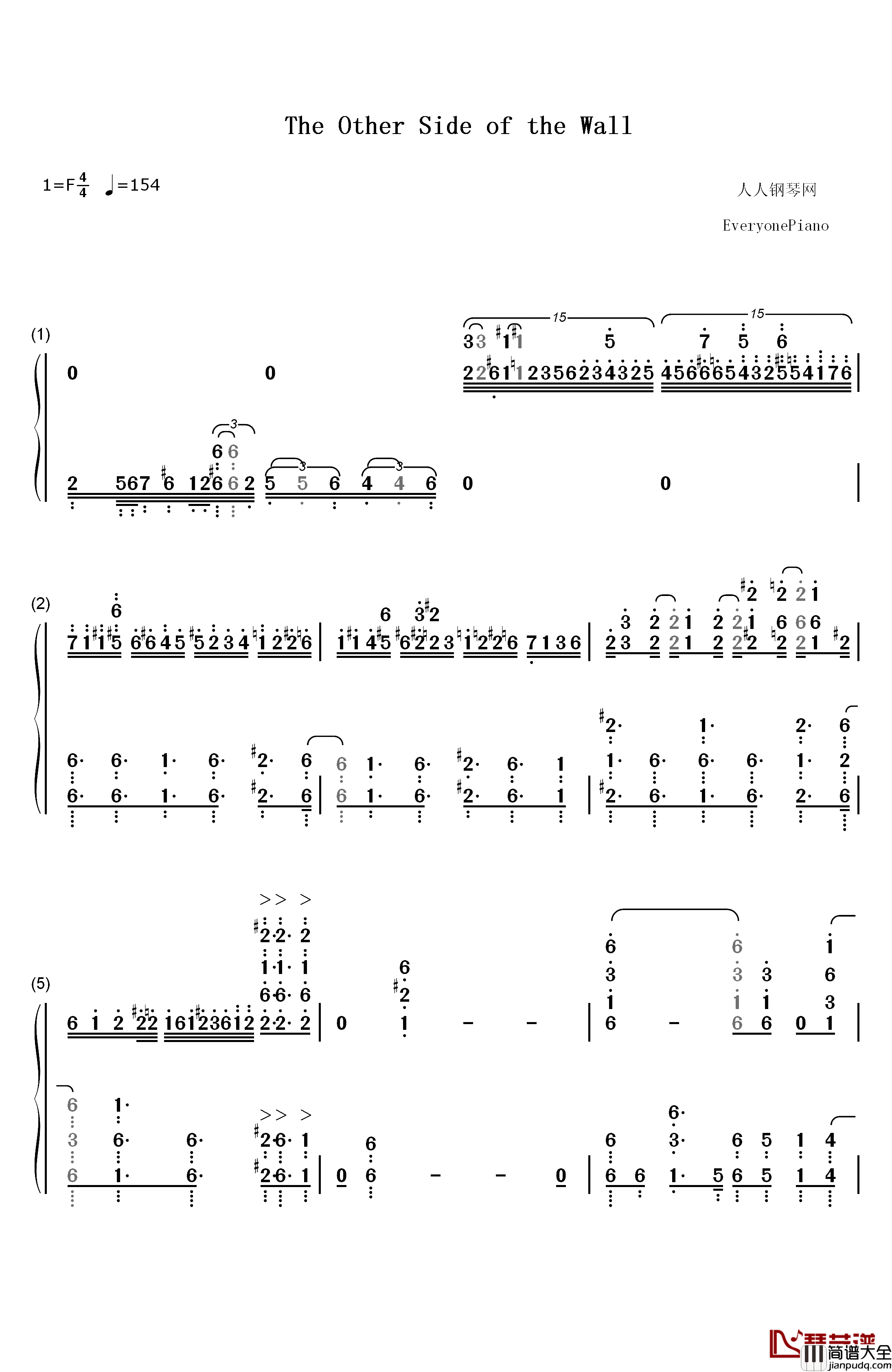 The_Other_Side_Of_The_Wall钢琴简谱_数字双手_Void_Chords__MARU