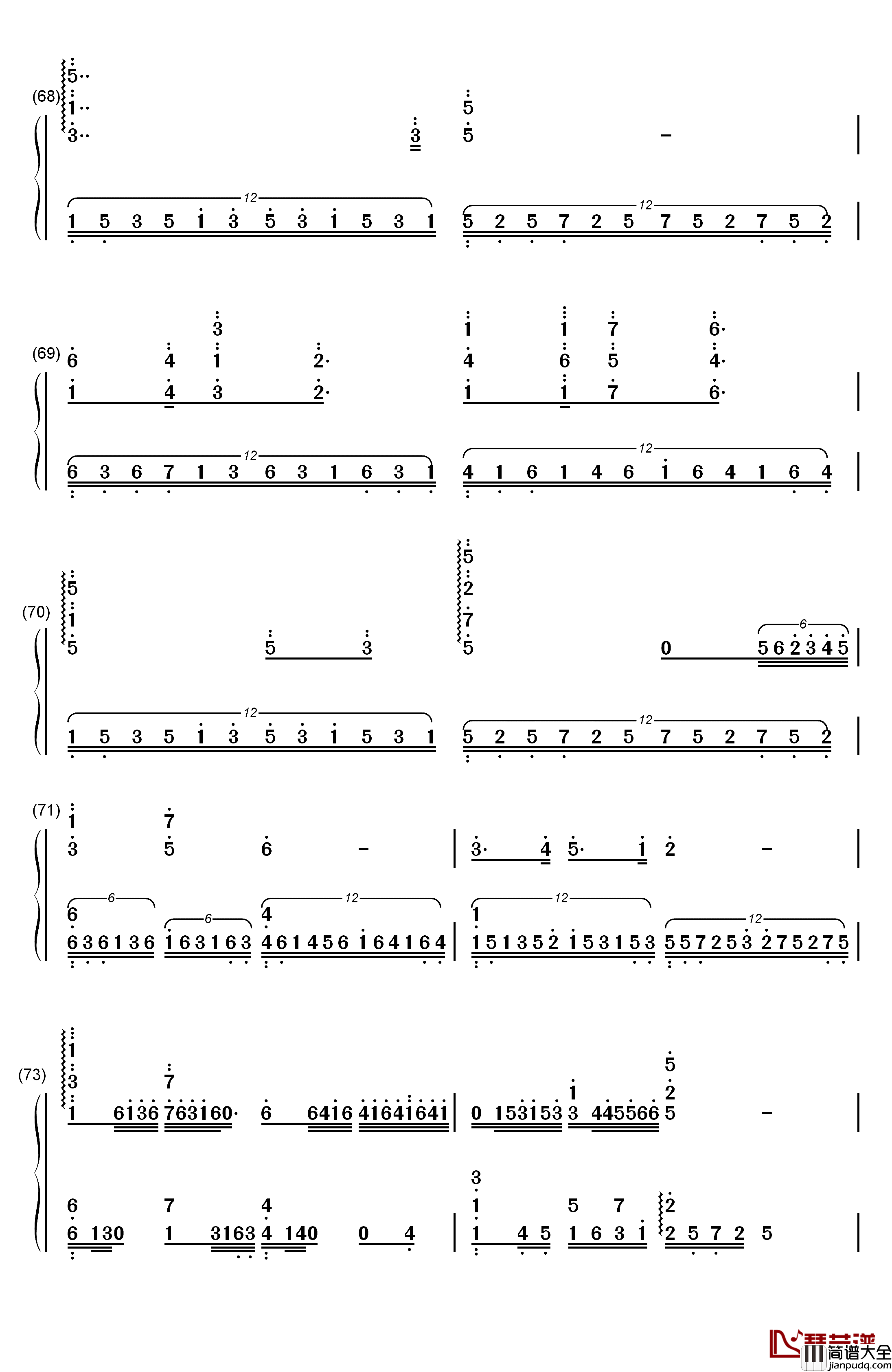 薛之谦经典歌曲串烧钢琴简谱_数字双手_薛之谦