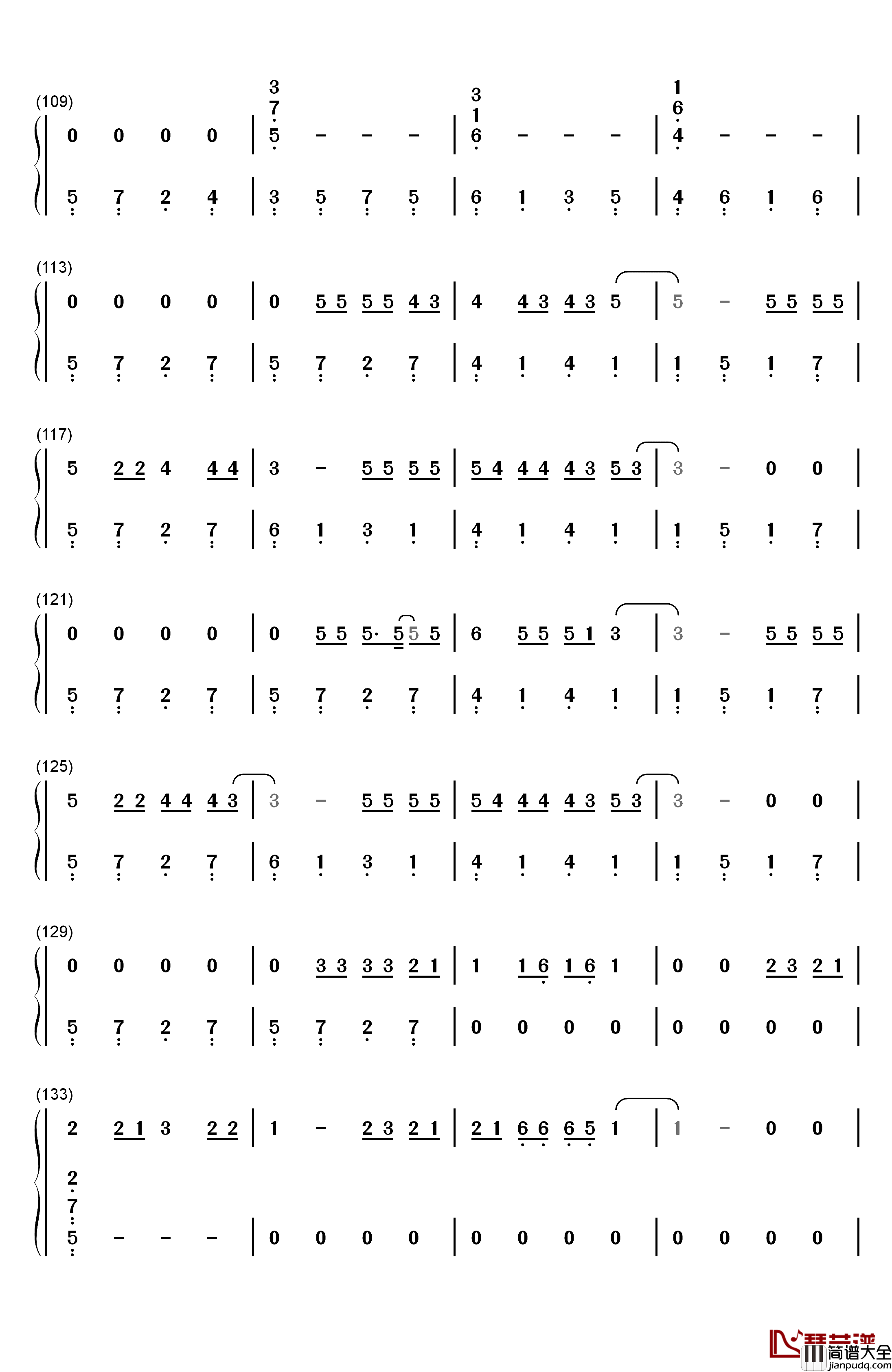 Let_Her_Go钢琴简谱_数字双手_Passenger
