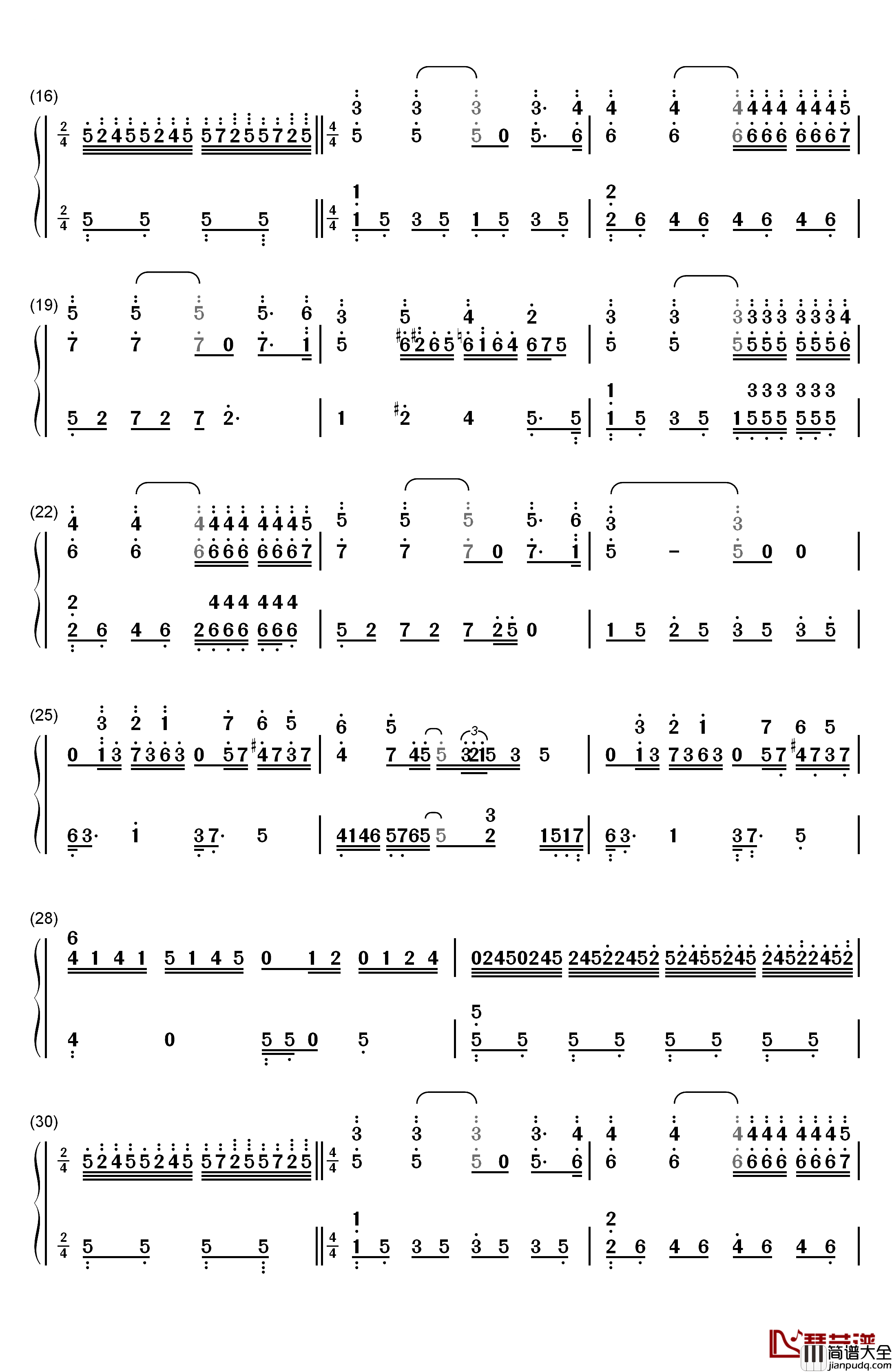 水边的阿狄丽娜钢琴简谱_数字双手_理查德.克莱德曼
