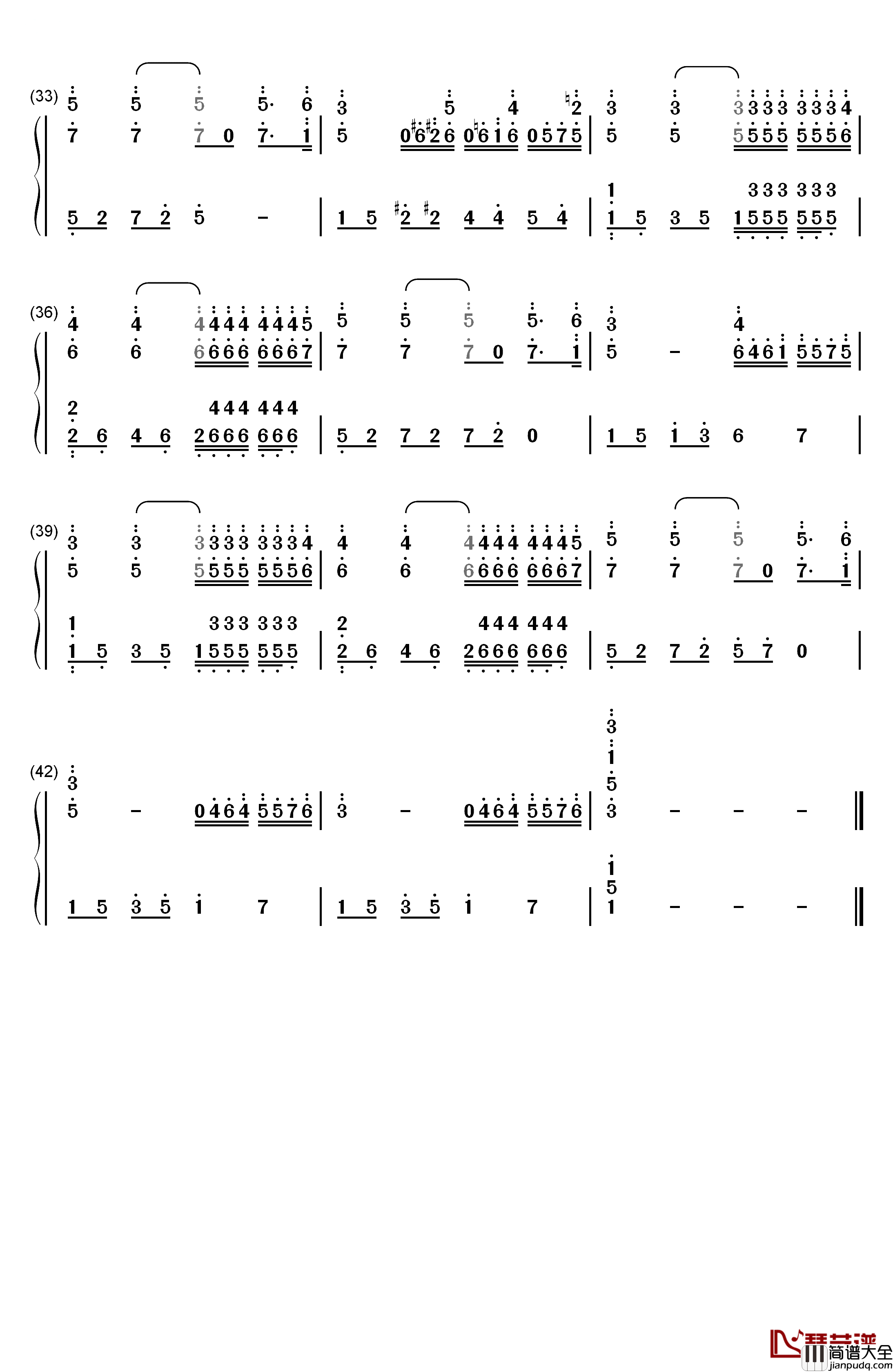 水边的阿狄丽娜钢琴简谱_数字双手_理查德.克莱德曼
