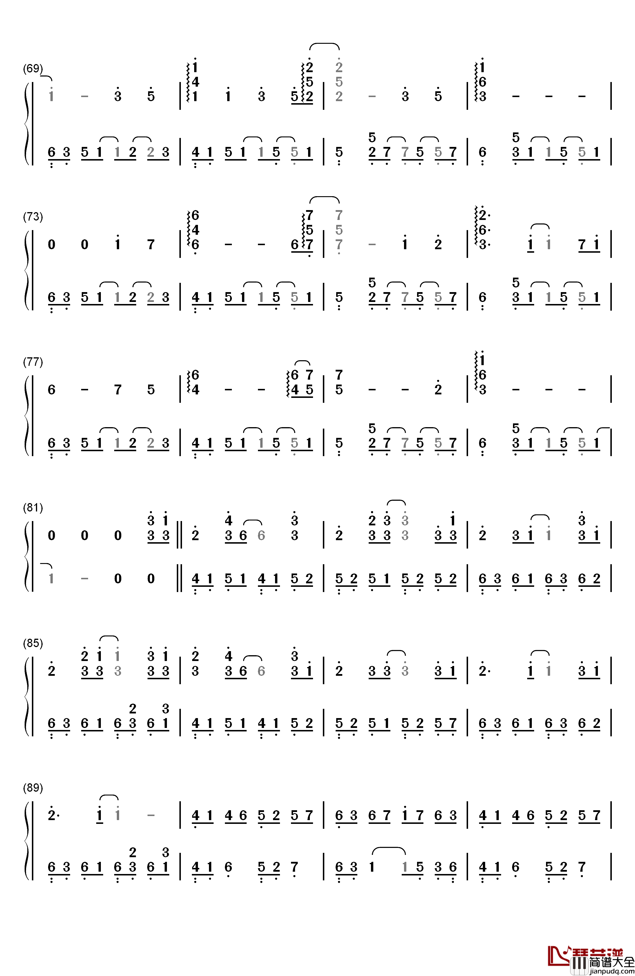 Take_Me_Hand钢琴简谱_数字双手_DAISHI_DANCE_Cécile_Corbel